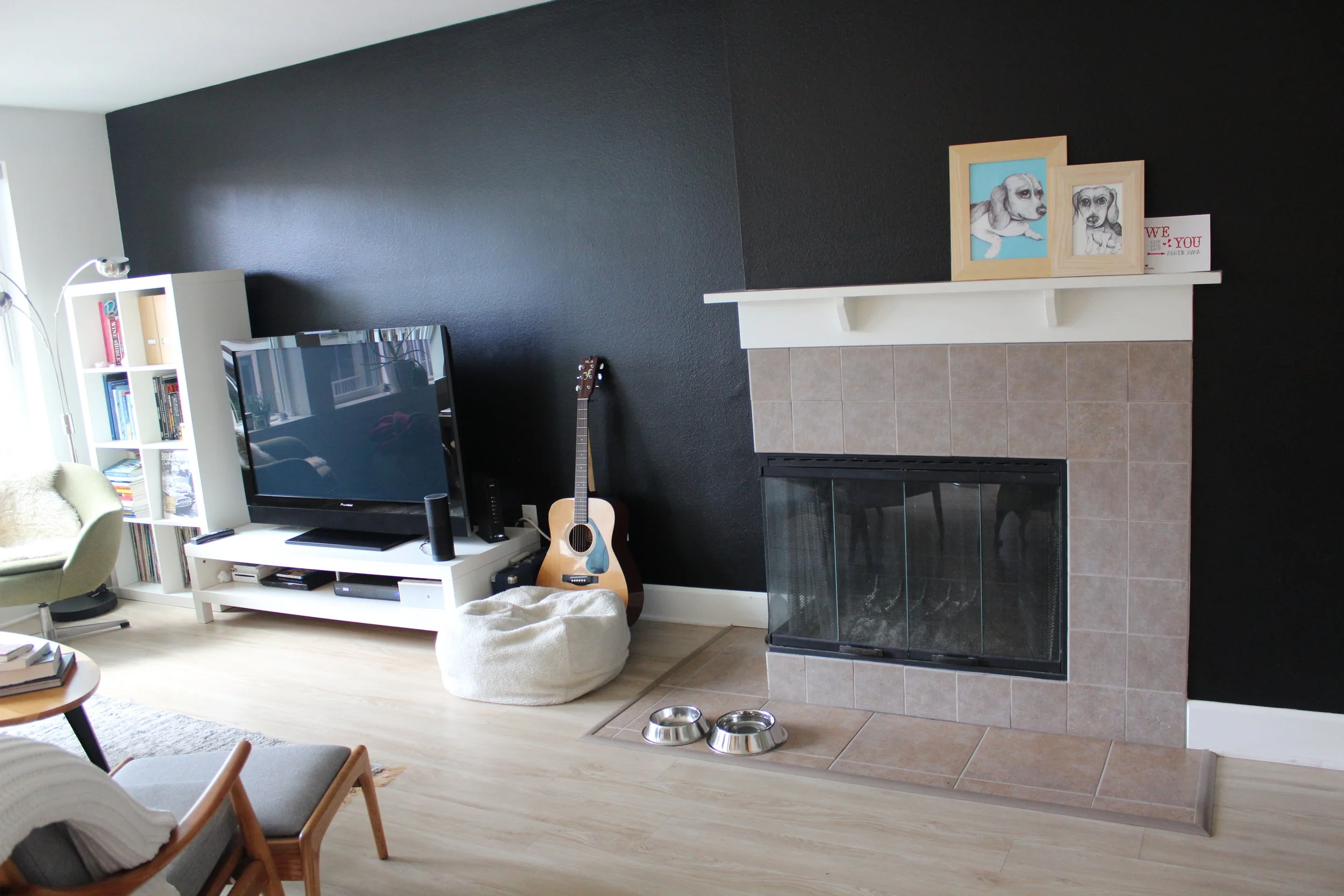 BEFORE: The space feels unfinished. The white bookshelf is in the love and relationships area of her home, but it feels too heavy, and there is a sense of unbalance in the space. 