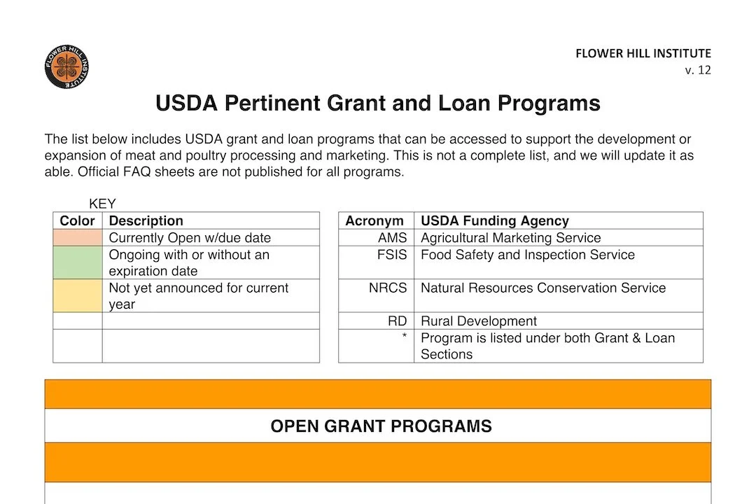 USDA Grants & Loans — Flower Hill Institute