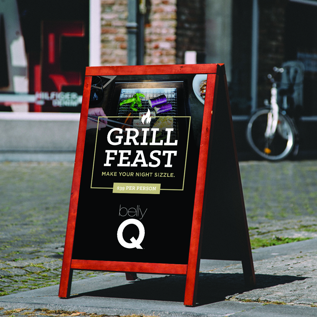 bellyQ Grill Feast A-Frame &amp; Logo