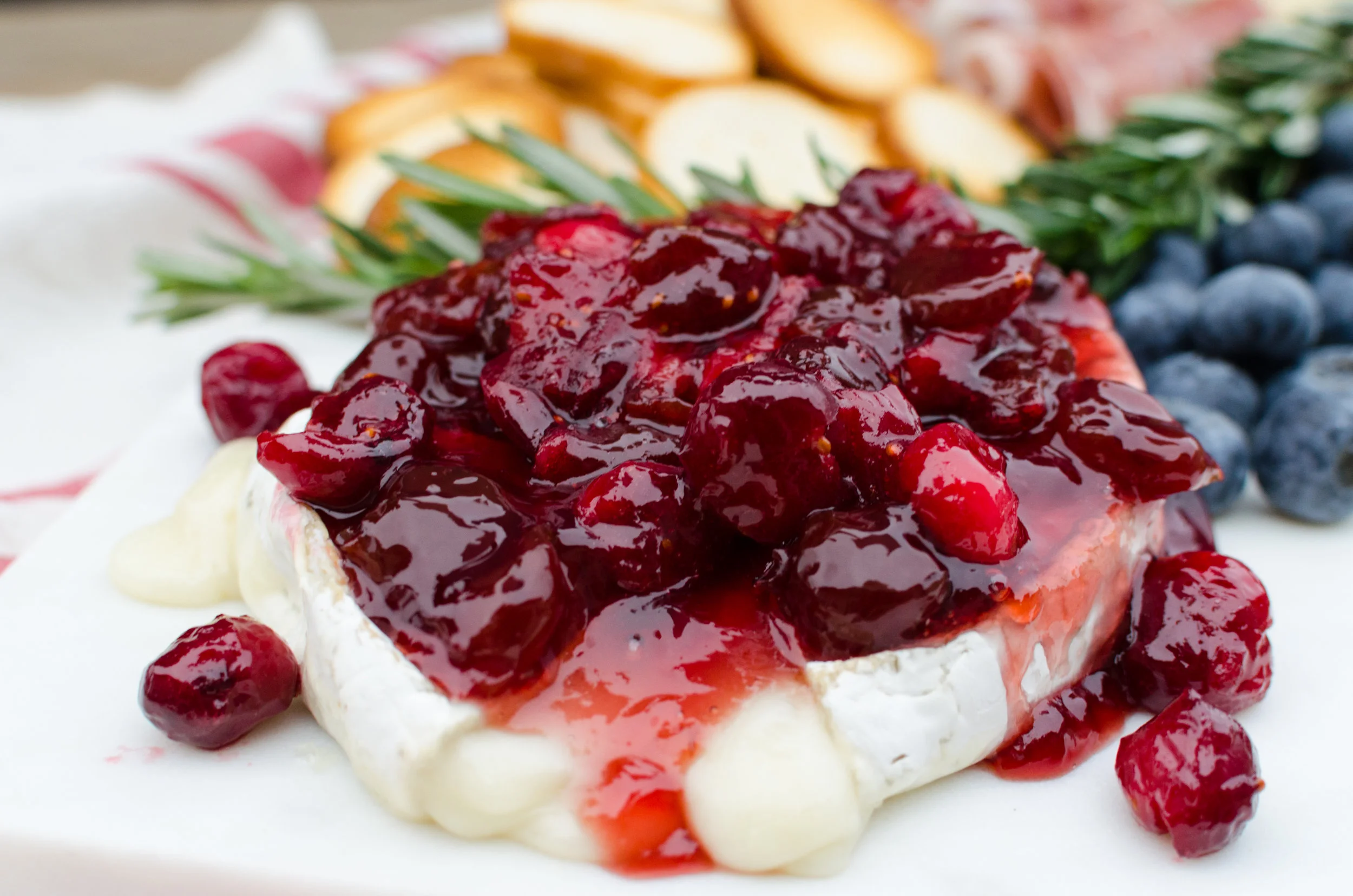 Cranberry &amp; Rosemary-Topped Goat Brie