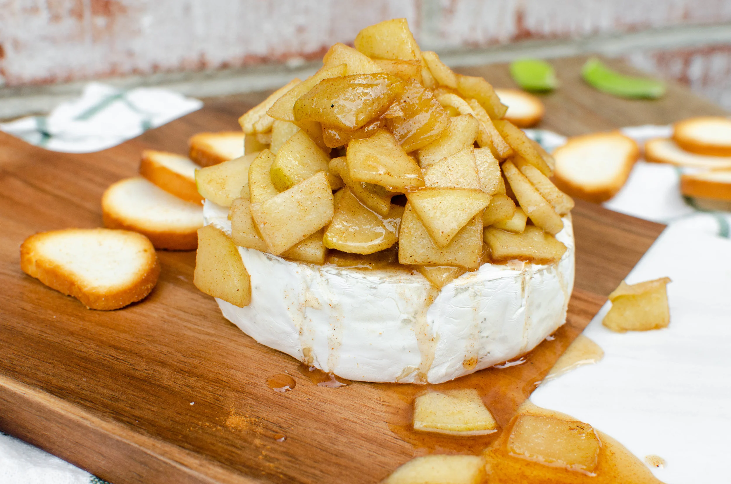 Gluten-Free Cinnamon Apple-Topped Goat Brie