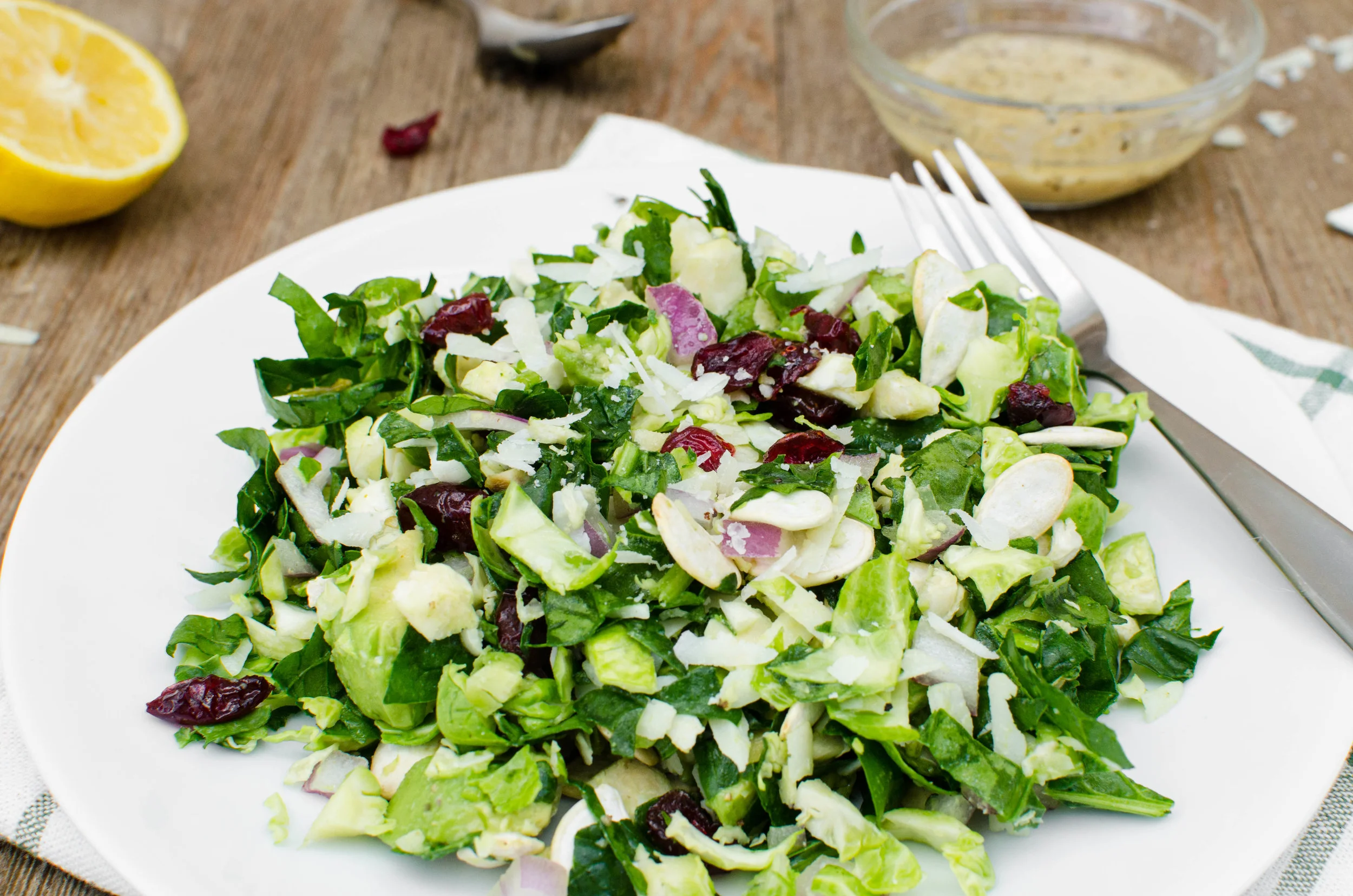 Gluten-Free Shredded Brussels Sprout &amp; Spinach Salad