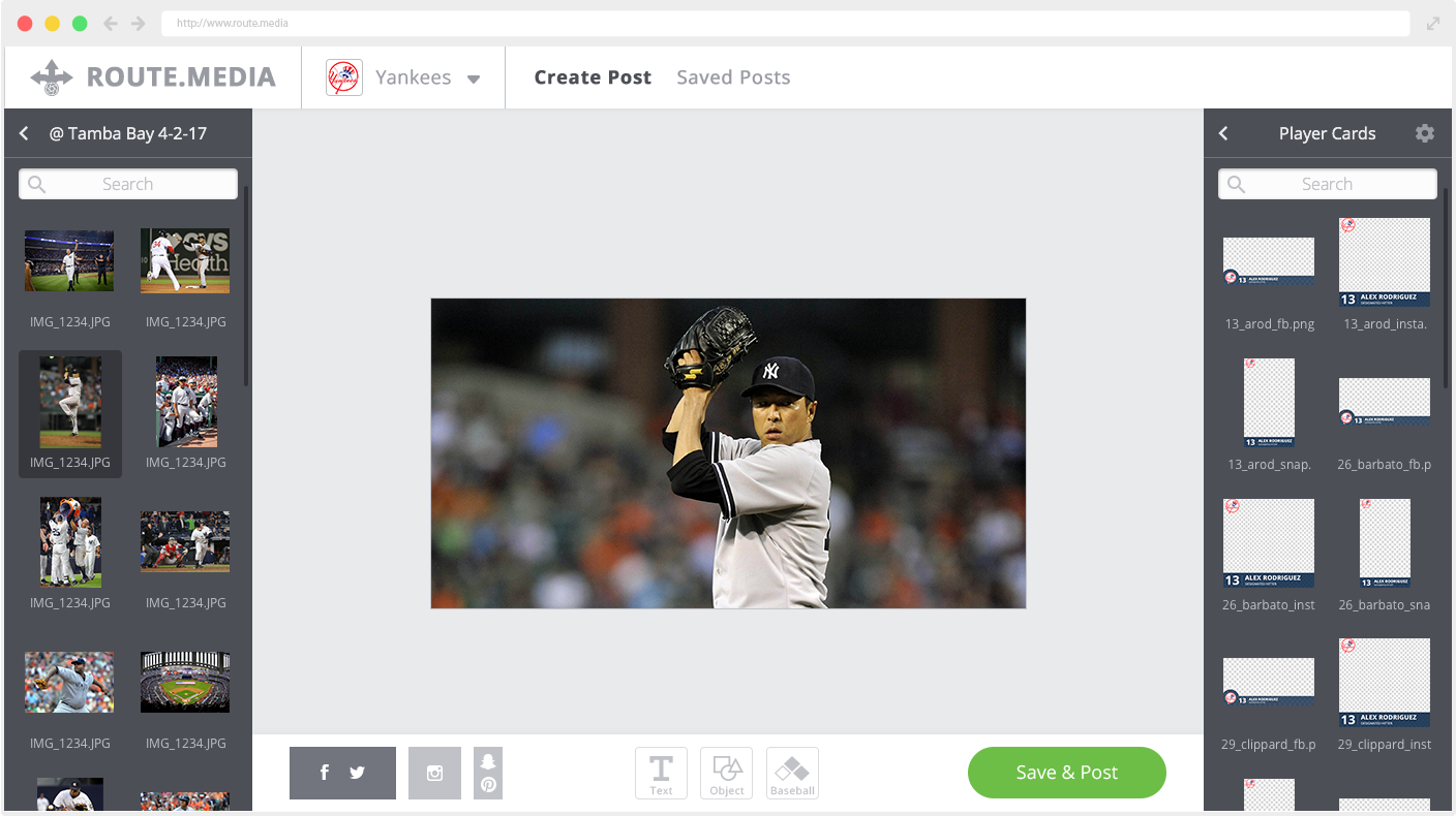 Below the canvas the user can choose the right template for the social platform.