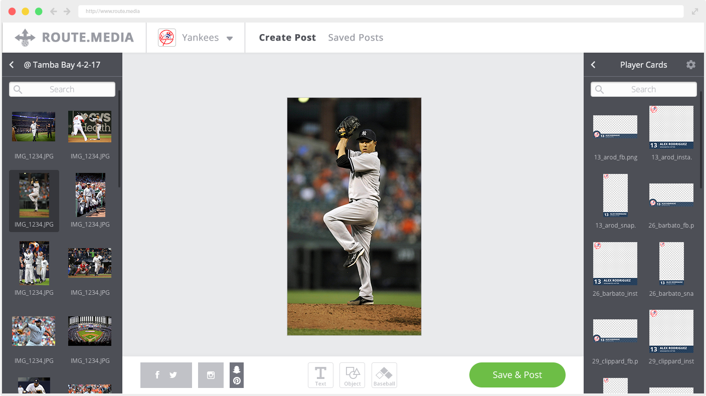 Below the canvas the user can choose the right template for the social platform.