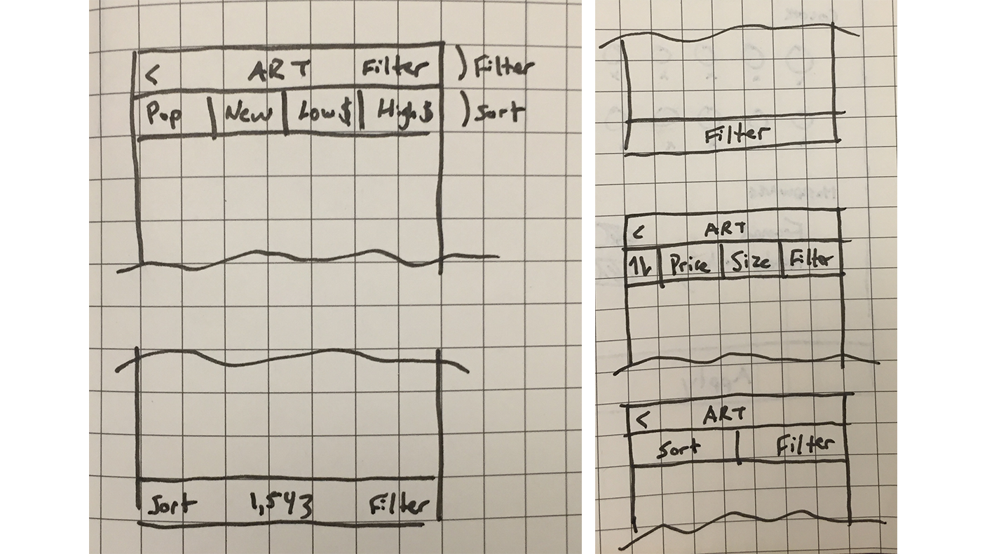 Exploring where to place the filter controls on the screen and what information to surface.