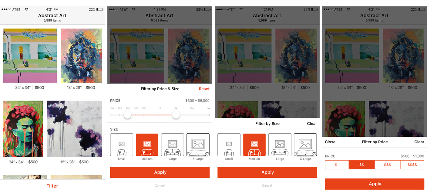 A version of the filter UI displayed at the bottom.