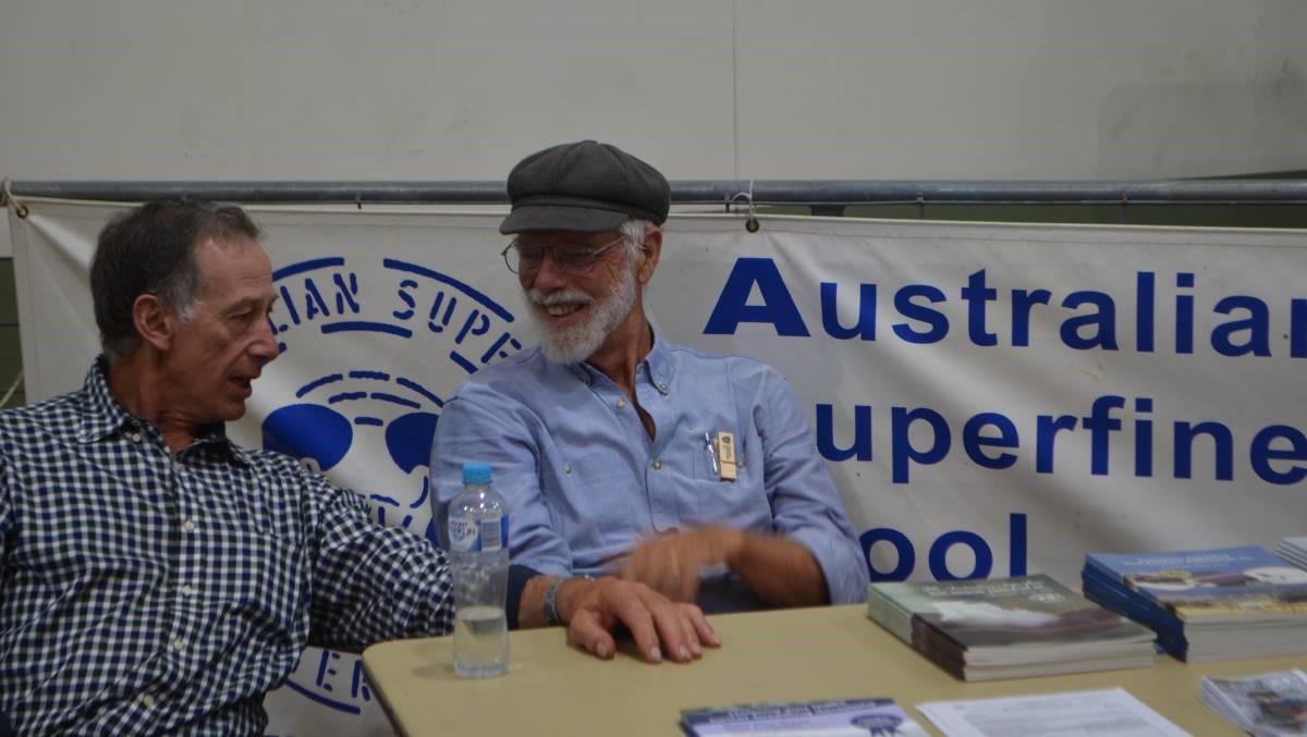 During the 2019 GSSM in Canberra, Geoff Rayner, Pomarana Merino stud, Sallys Flat caught up with fellow superfine wool breeder John Ive.