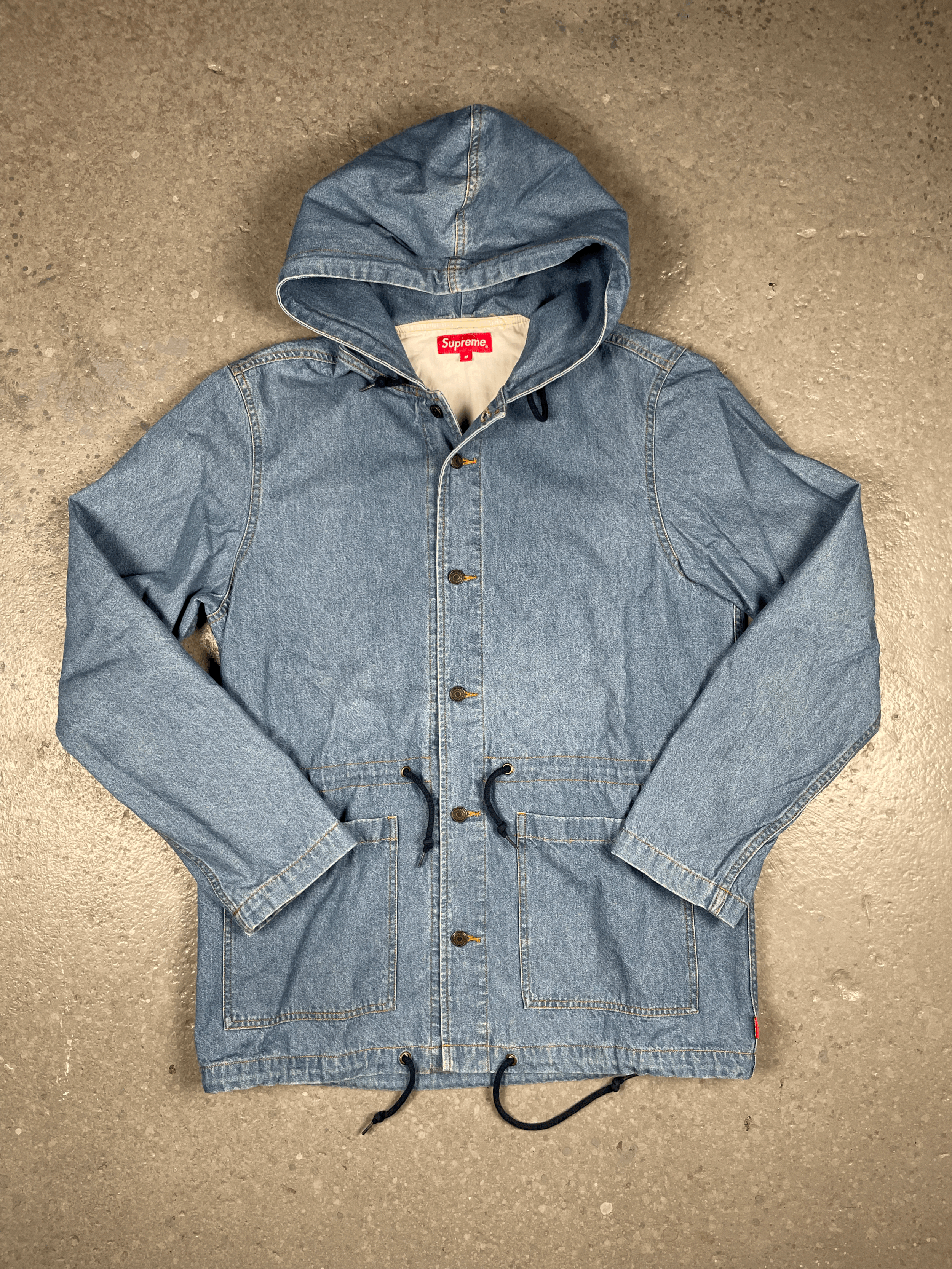 2014SS Supreme Hooded Denim Jean Parka Jacket Blue Vintage Supreme