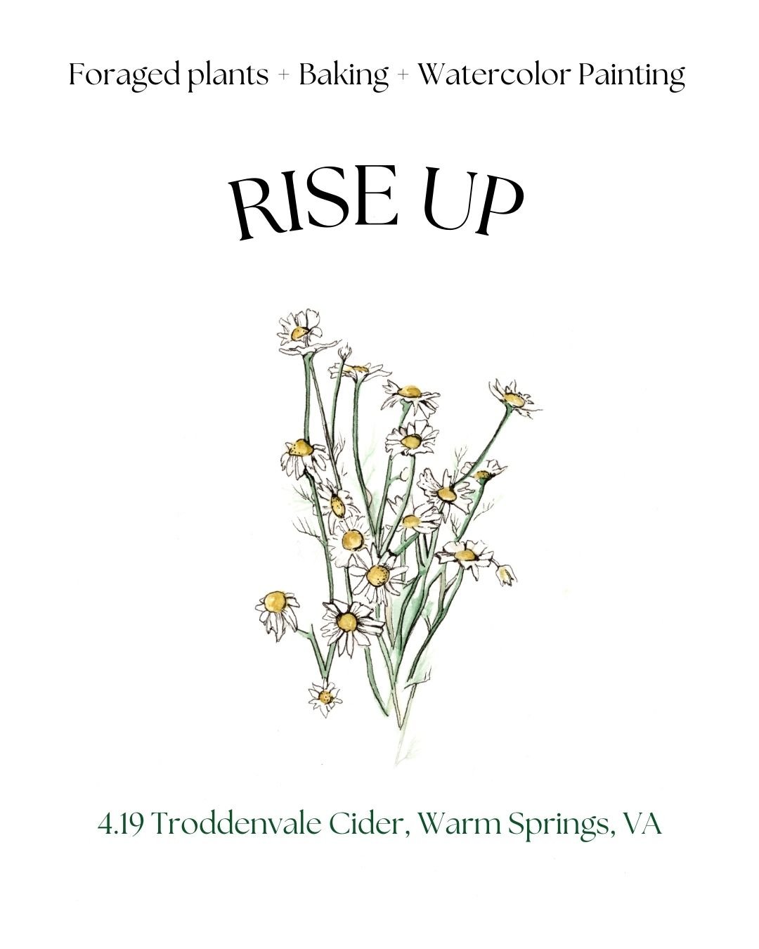 Rise Up Creative Workshop: Baking & Painting with Foraged Plants. Troddenvale Cider at Oakley Farm in Warm Springs, VA