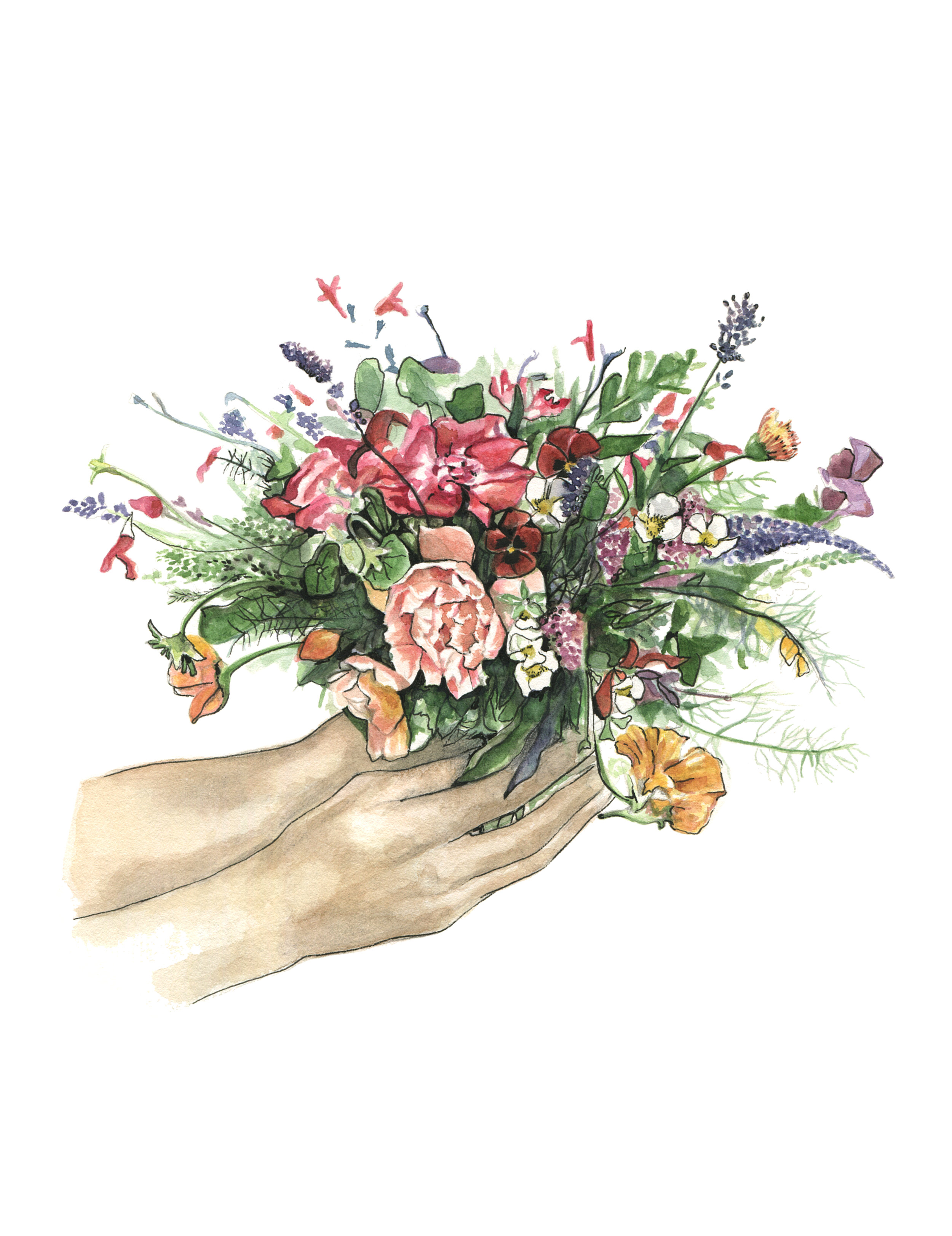 Custom print of wedding floral bouquet Molly Reeder Virginia Wedding Portrait Illustrator
