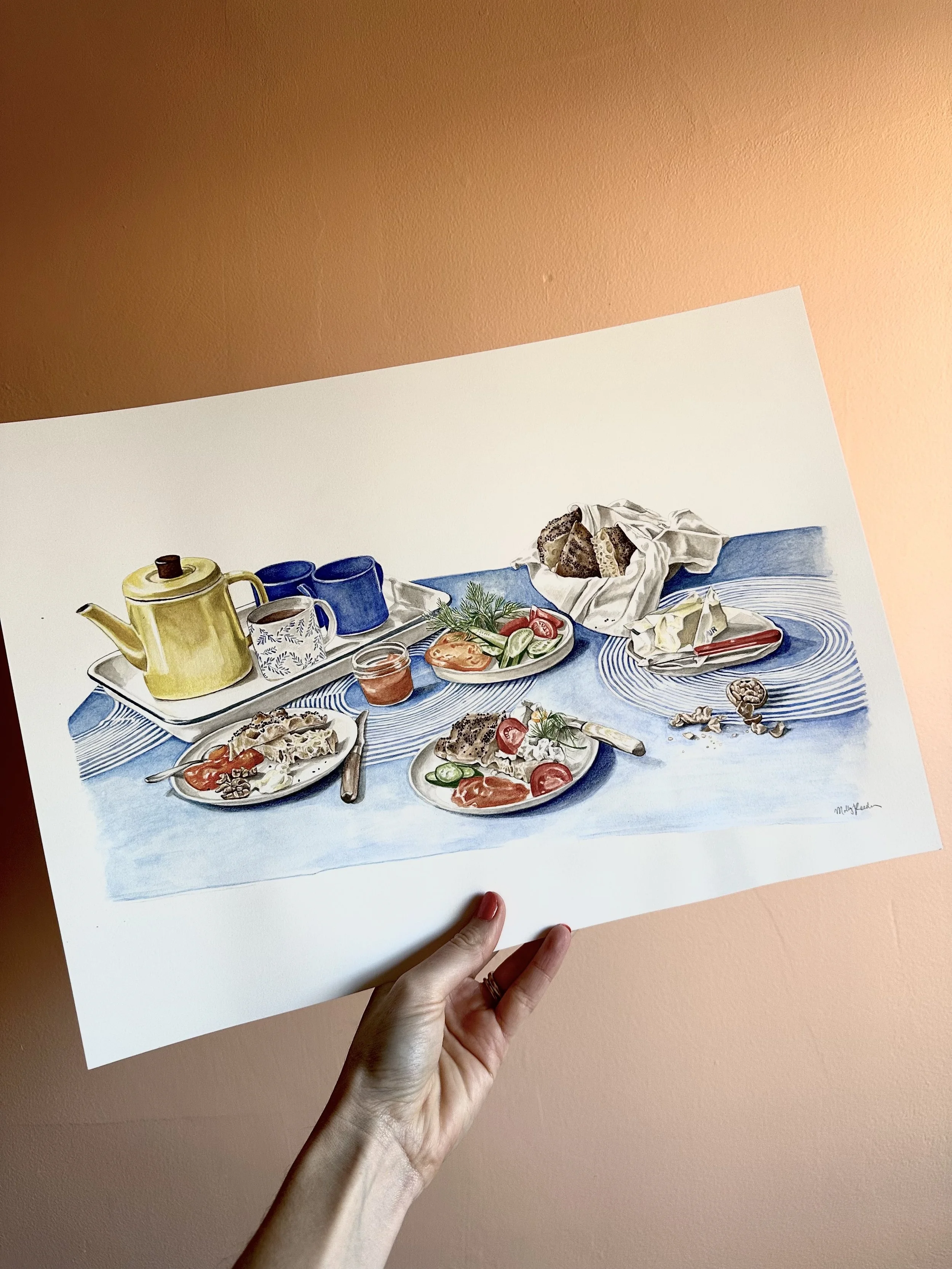 Original Breakfast Spread Painting