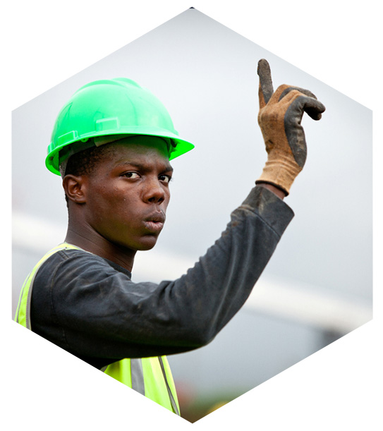 Worker creating solar energy panels