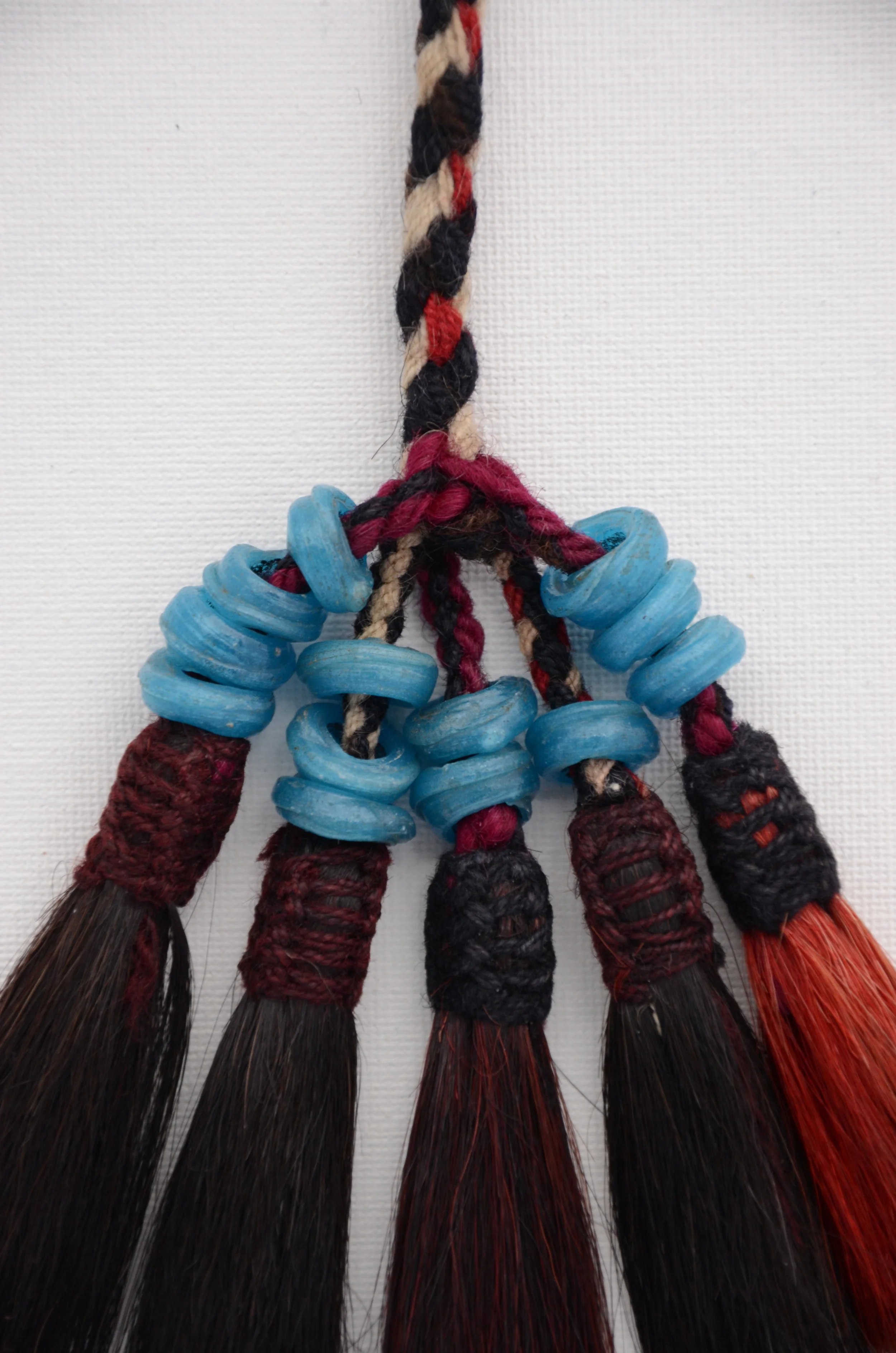 1940's Horsehair Object with Blue Handmade Beads