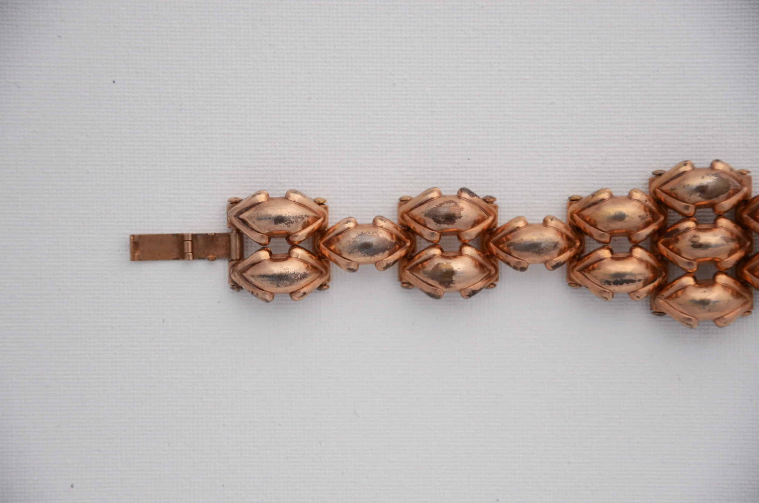1940's Brass + Copper Graduated Shape Bracelet