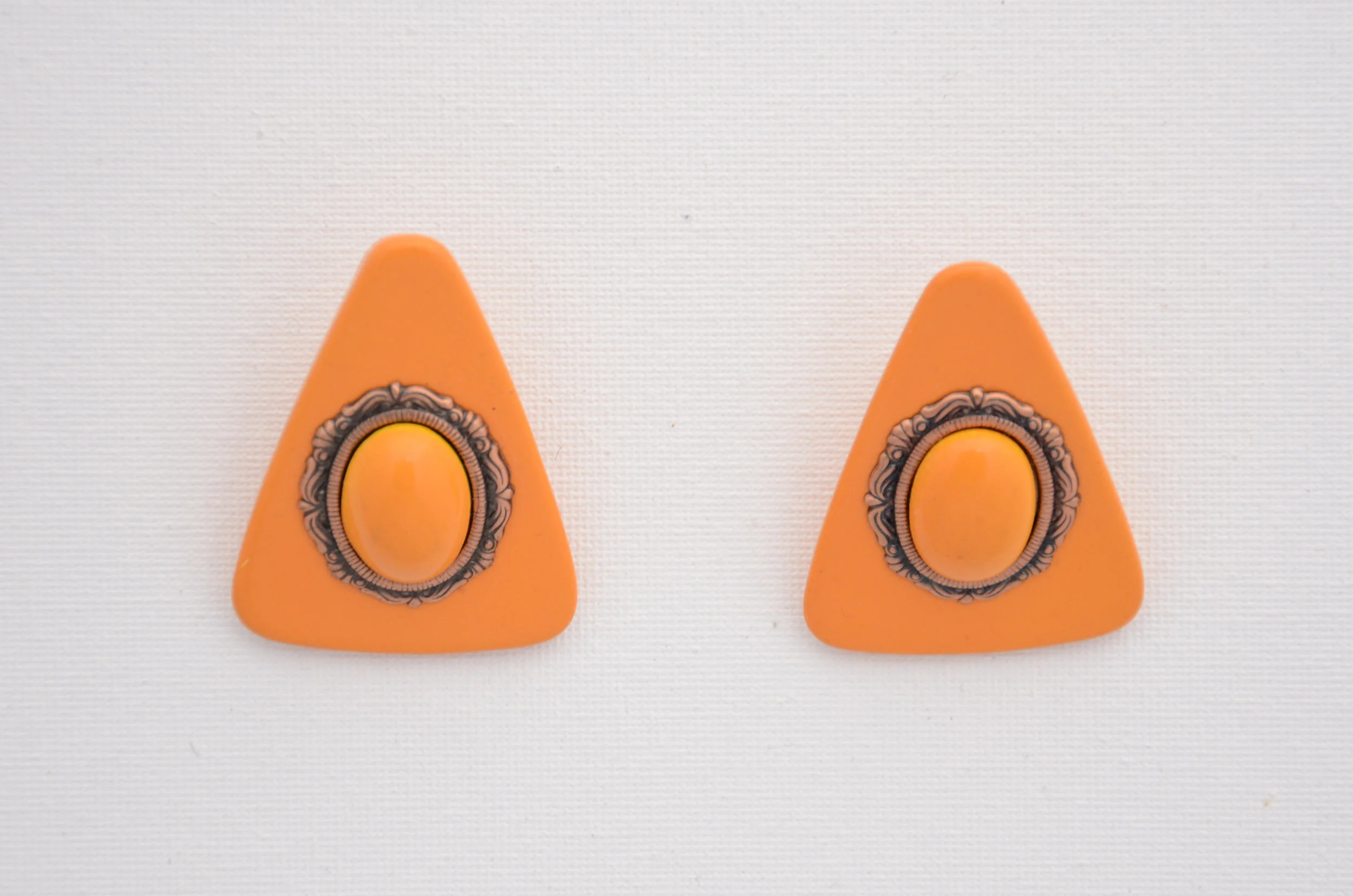 1980's Orange Resin Triangle Earring