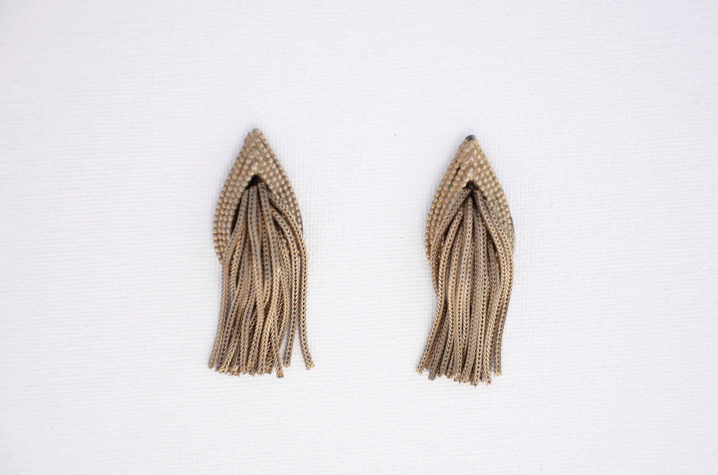 1960's Goldtone Teardrop Earrings with Fringe 