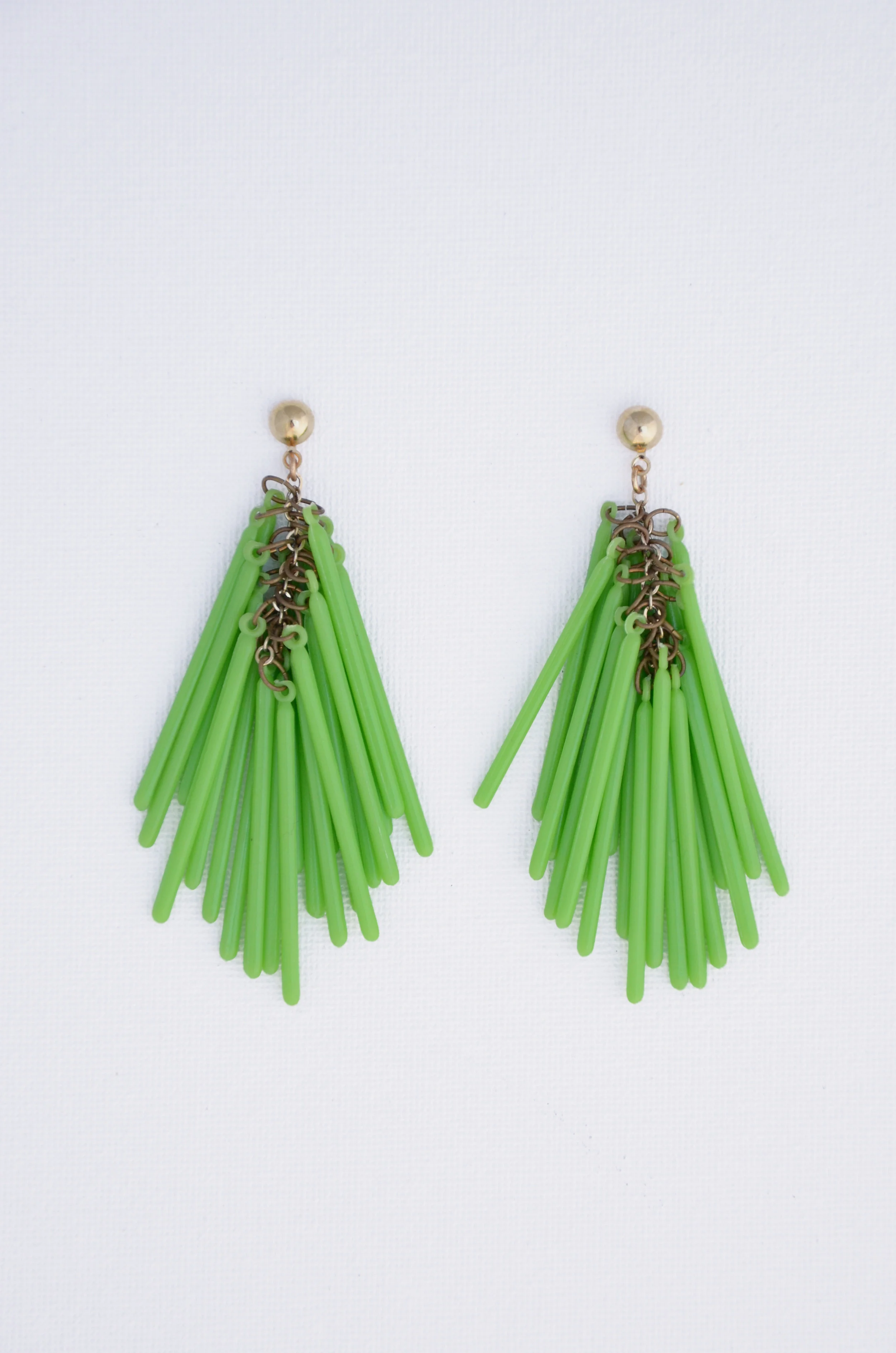 1960's Green Resin Stick Drop Earrings