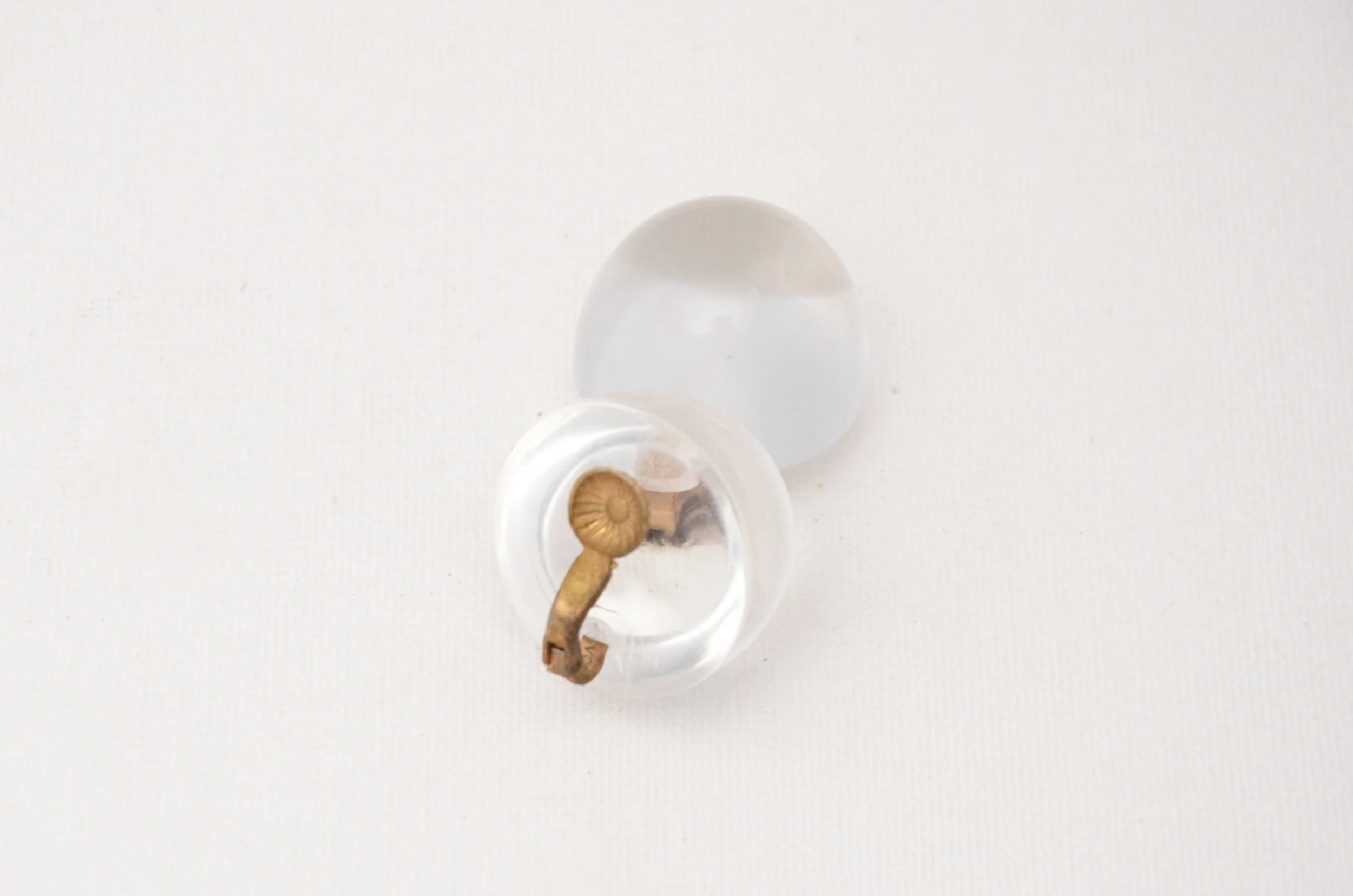 1960's Clear Lucite Dome Clip Earrings 