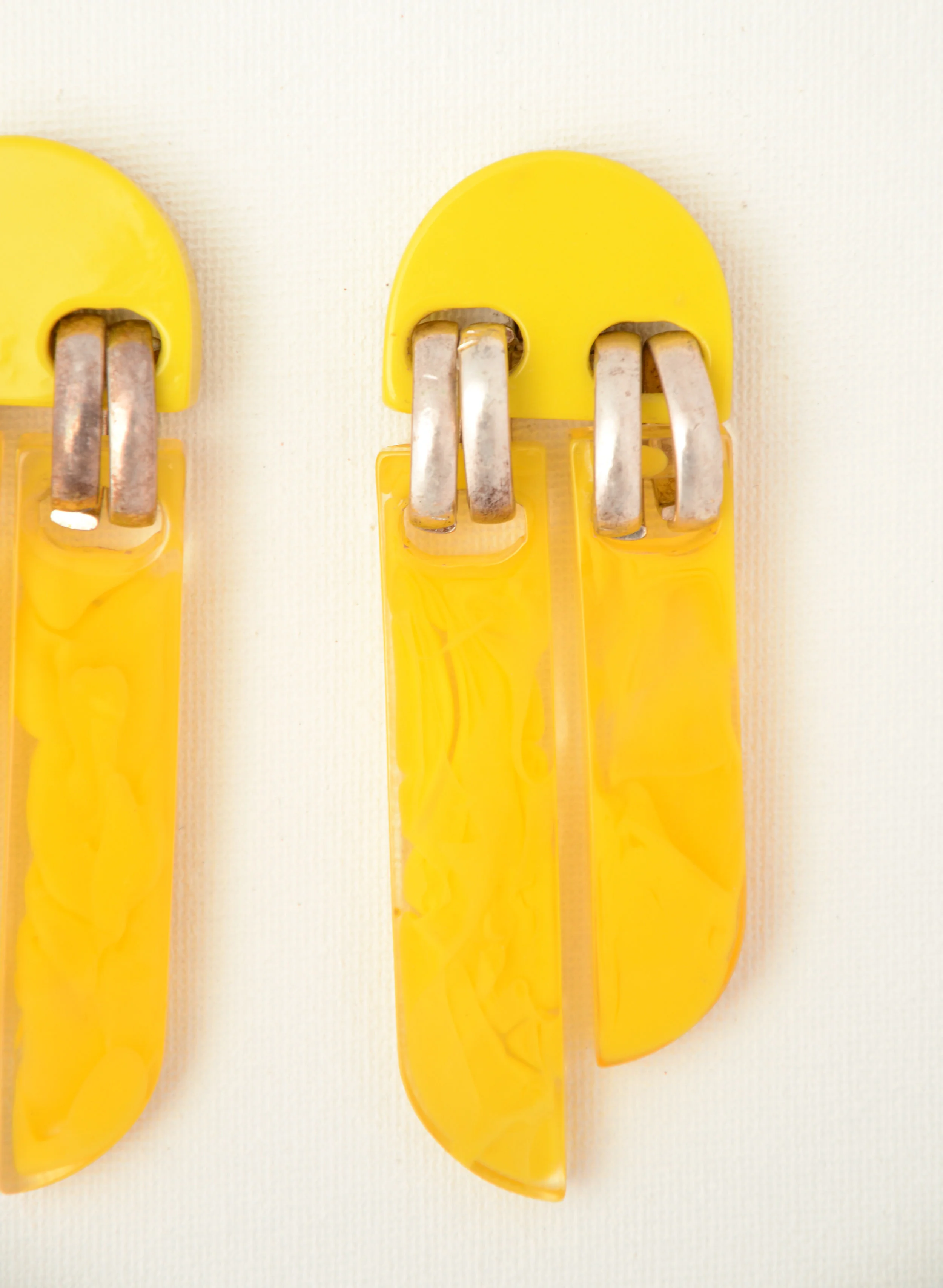 1980's Yellow Lucite Earrings