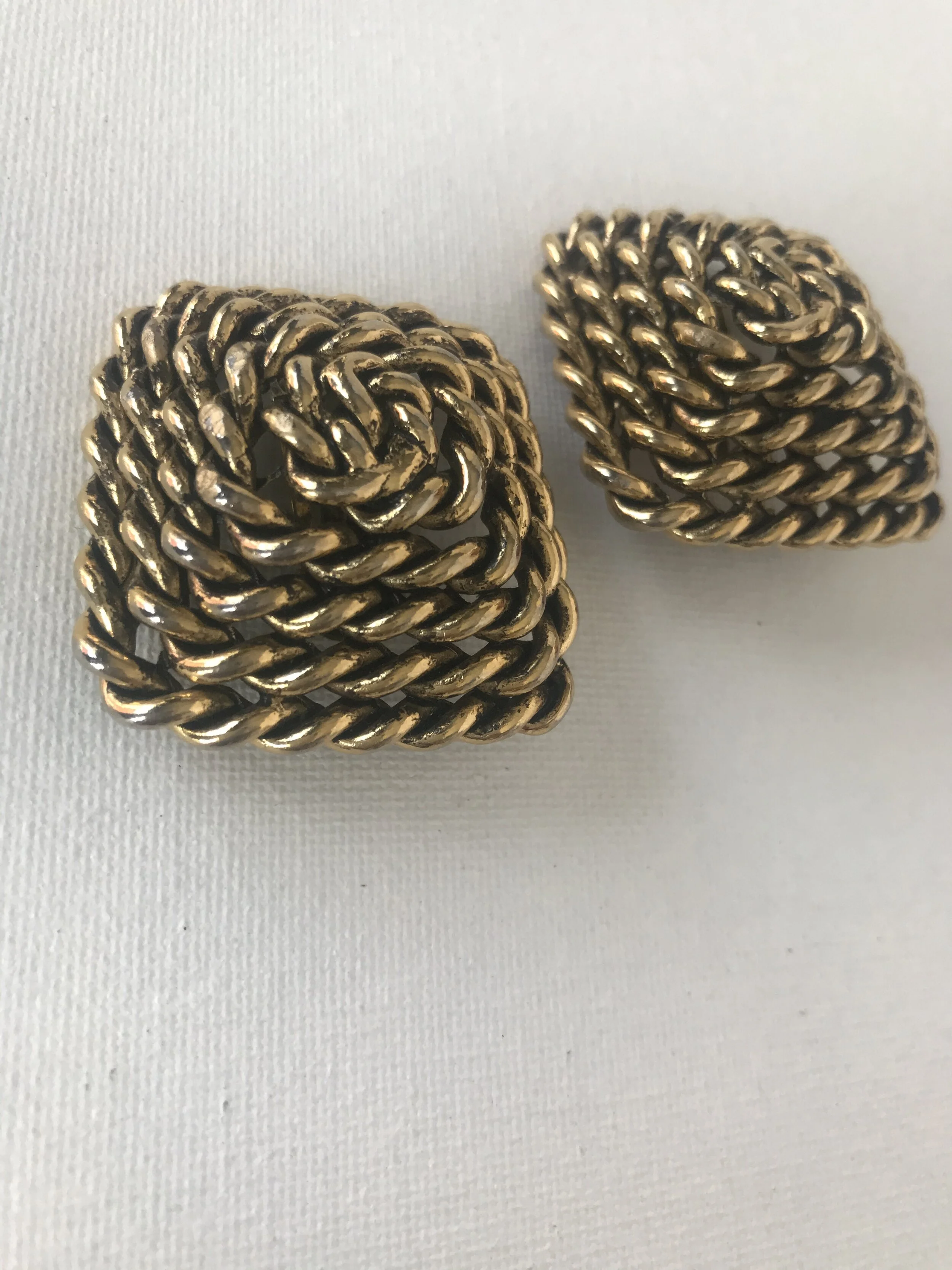 1980's “Les Bernard" Gold Chain Earrings