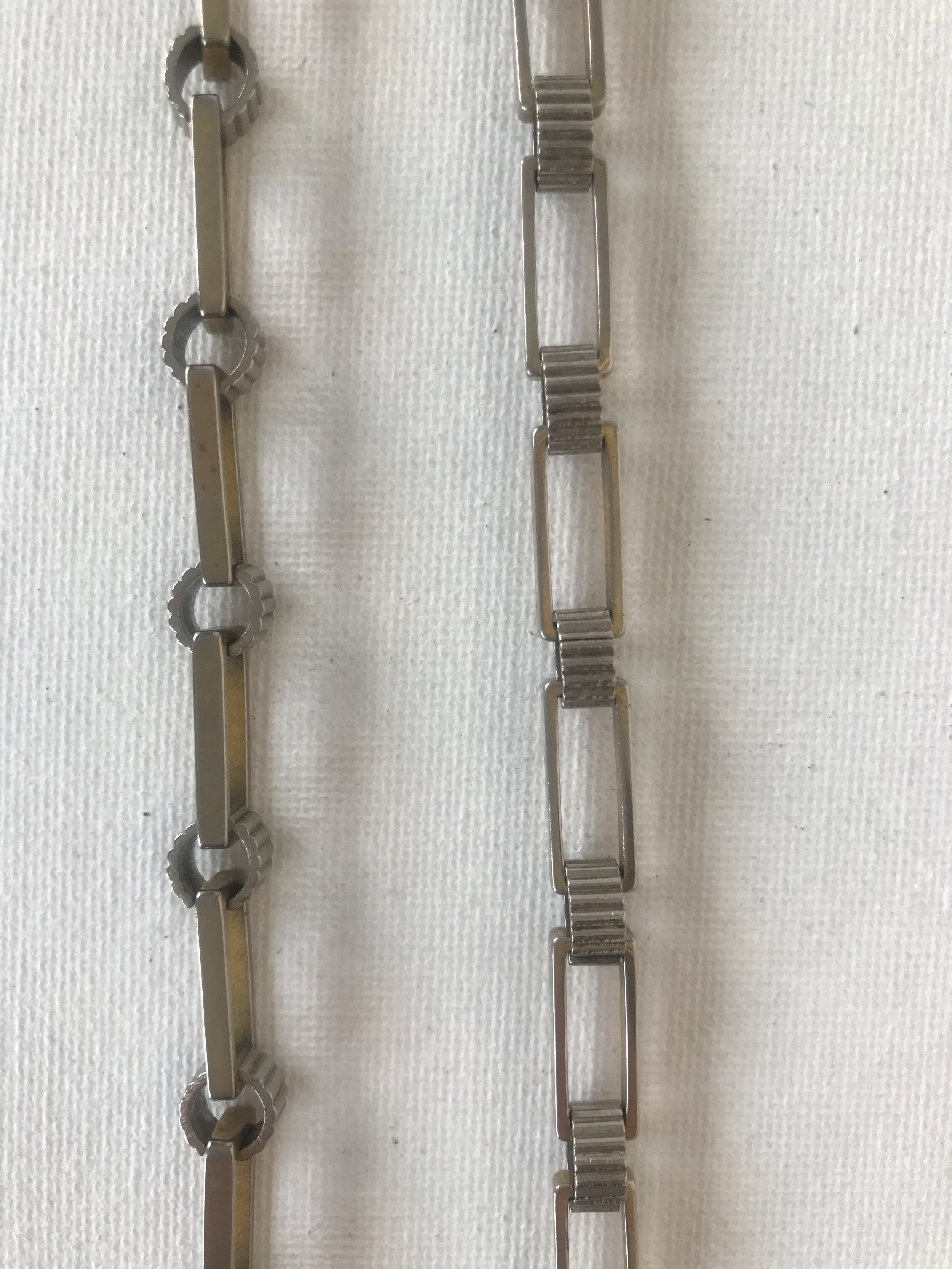 1970's Silver Rectangle + Gear Link Necklace