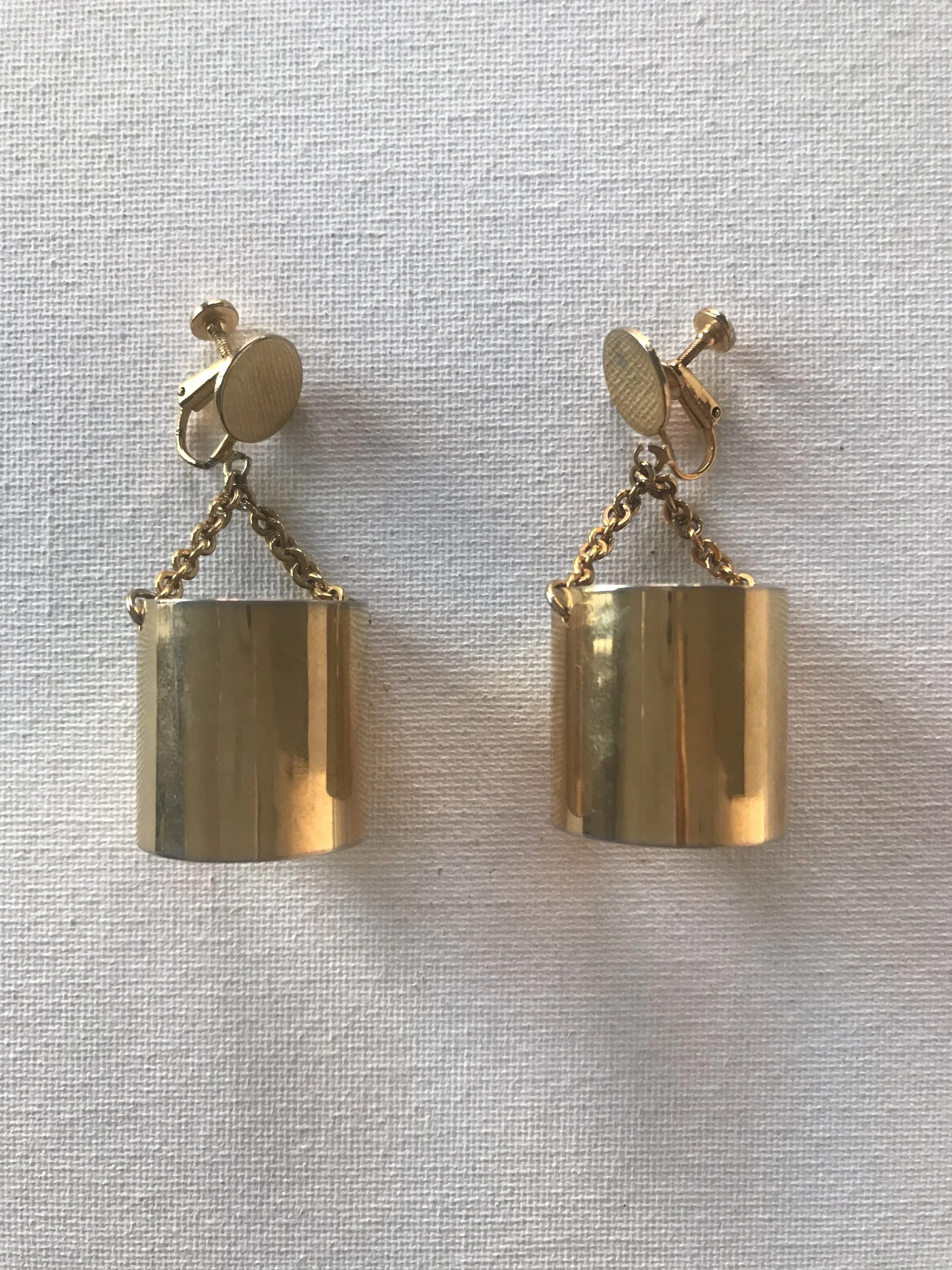 1960's Gold Pipe Earrings