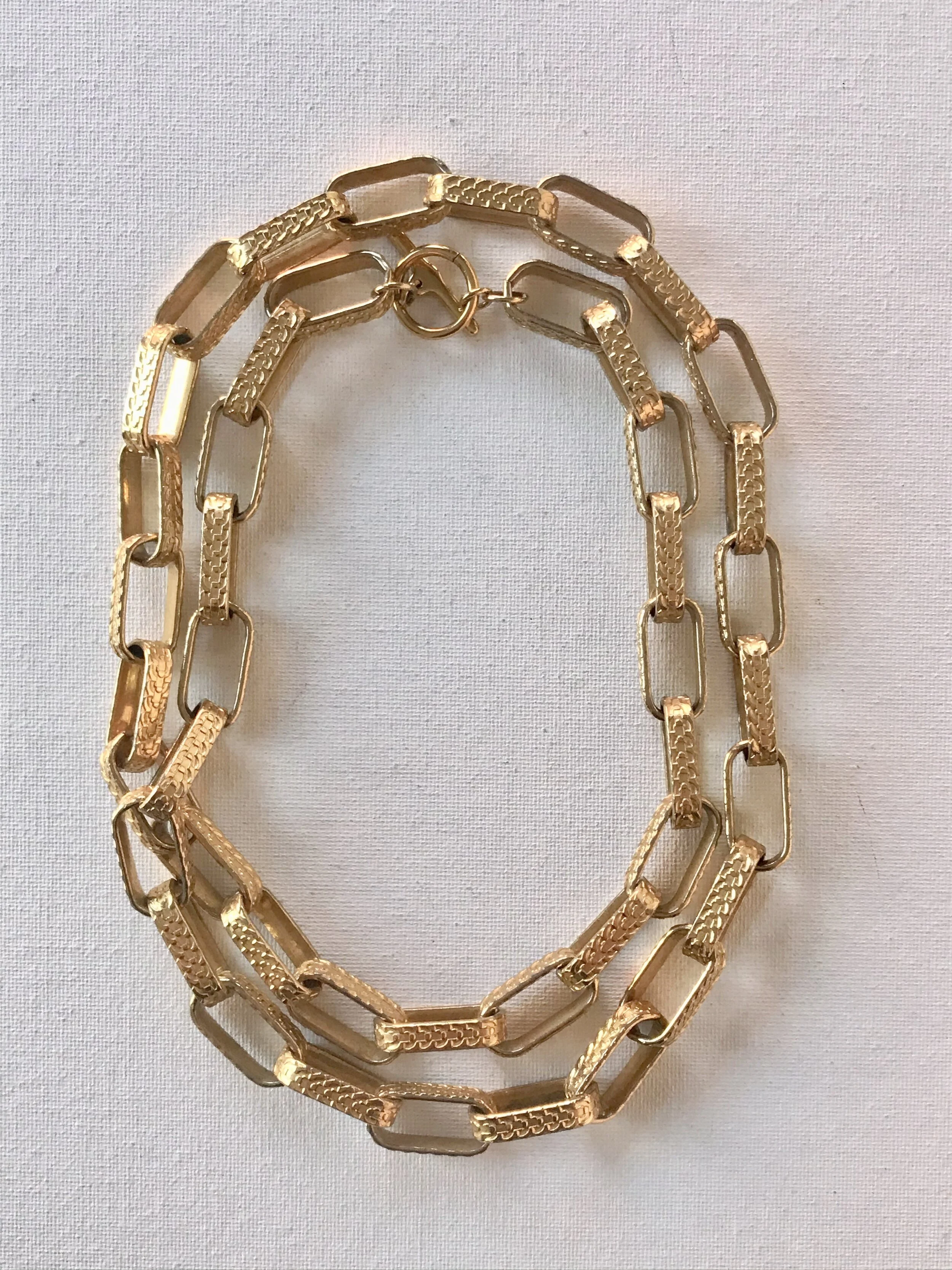 1960's Gold Textured Link Necklace