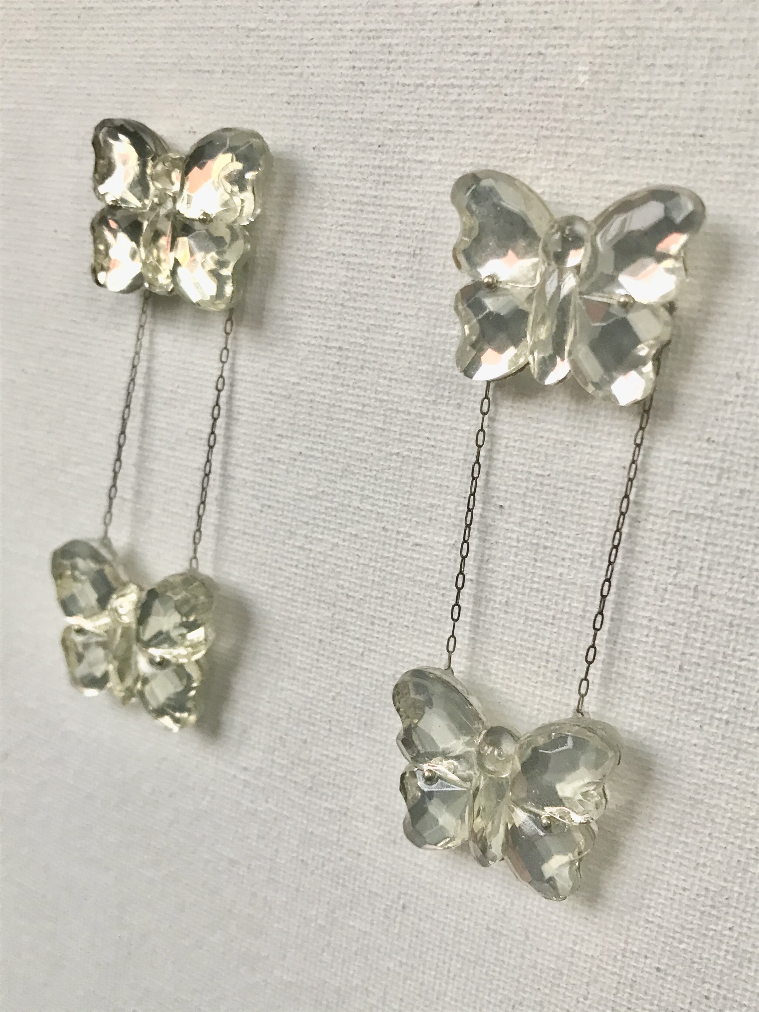 1930’s "Czech Glass" Butterfly Drop Earrings