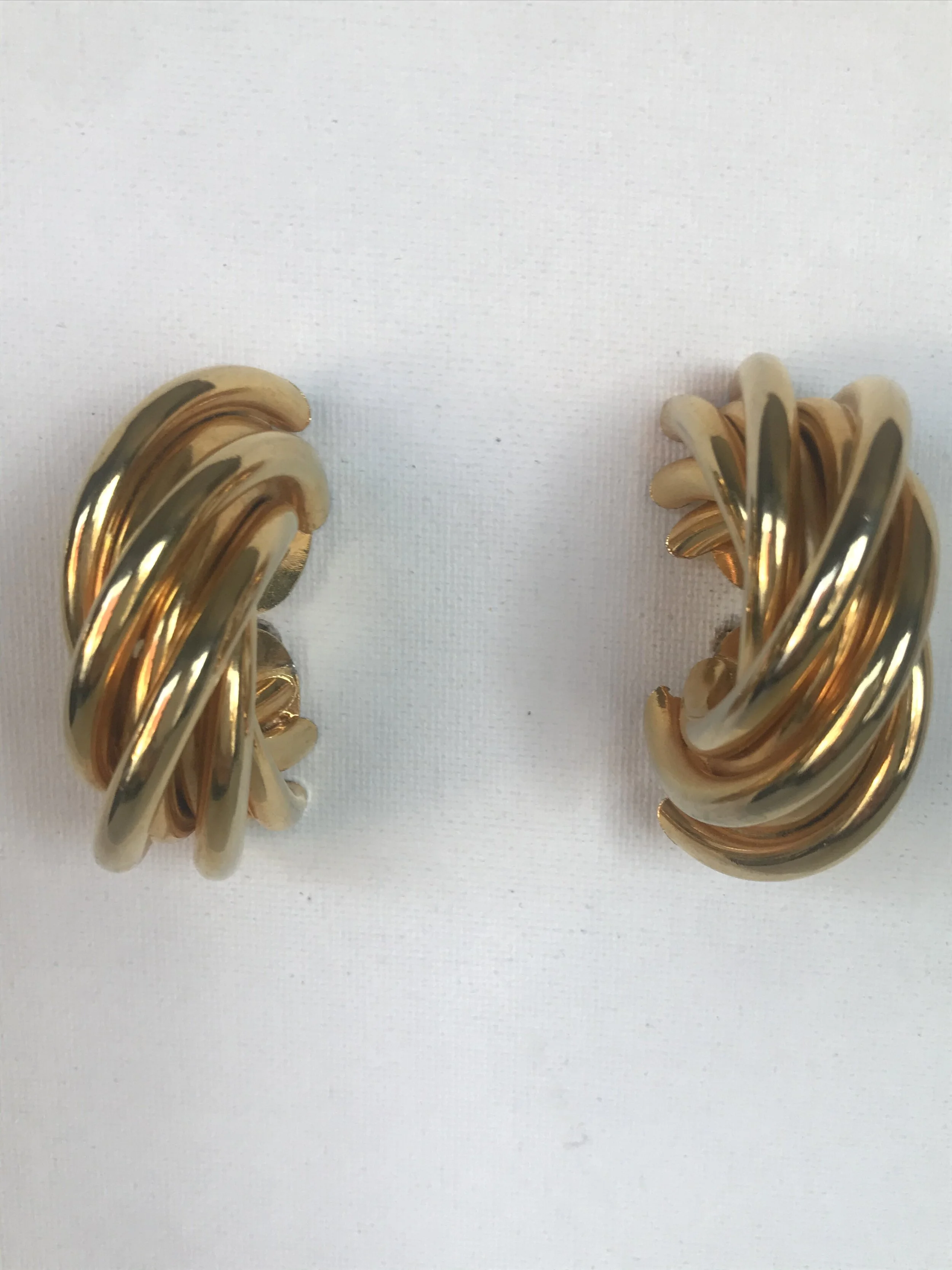 1980's Gold Entwined Hoop Earrings