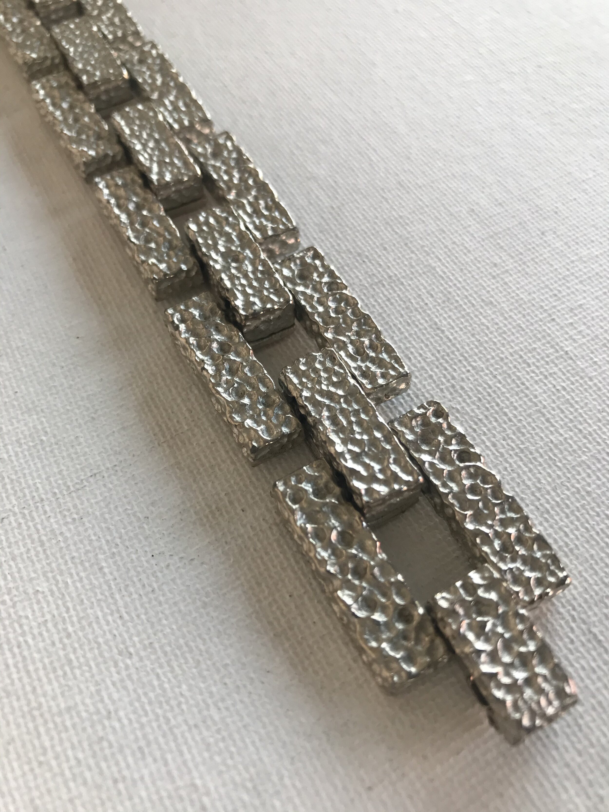 1980's Silver Moon Textured Bracelet