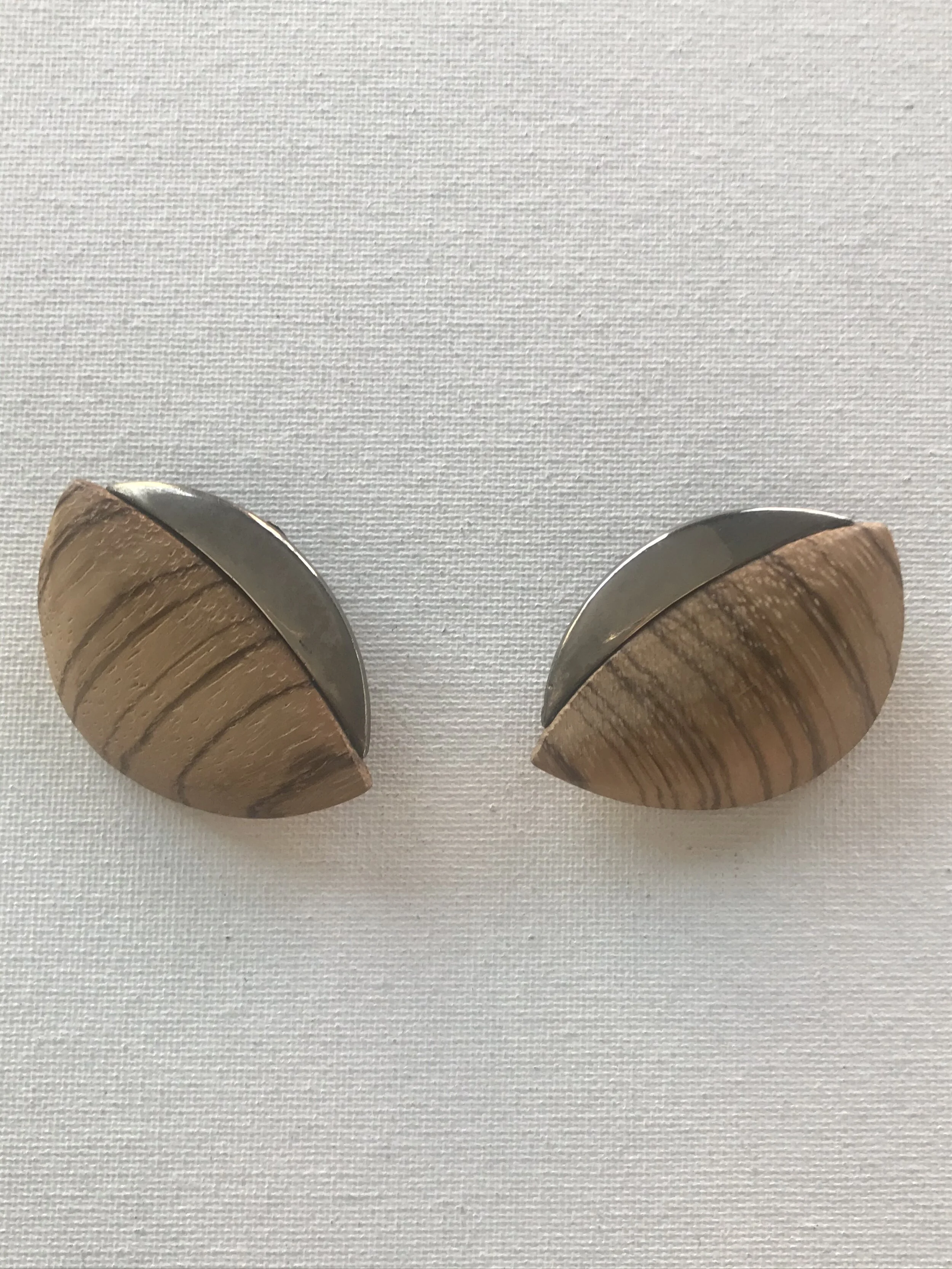 1970's Tigerwood Geo Earrings