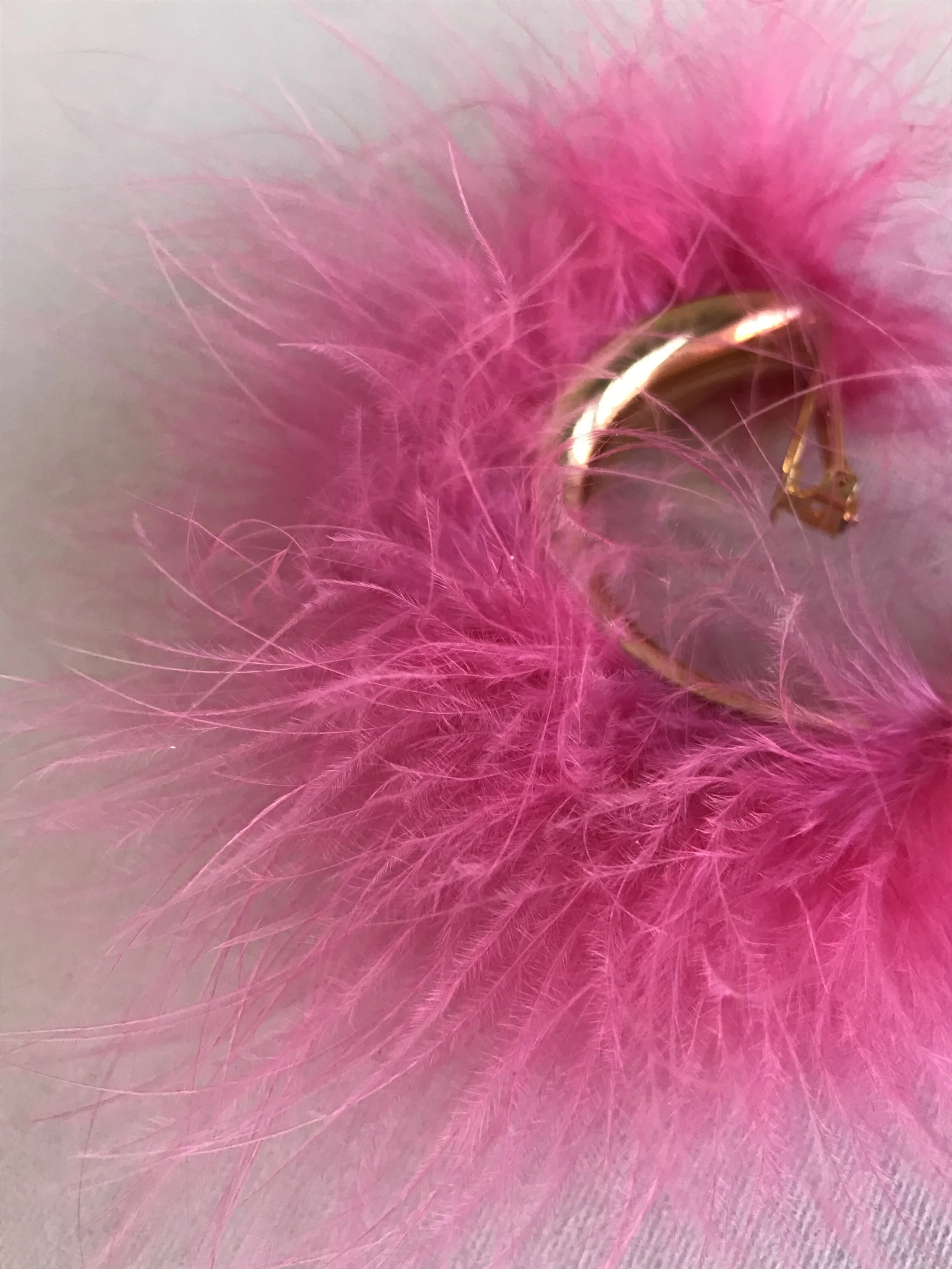 1980's Pink Feather Hoop Earrings