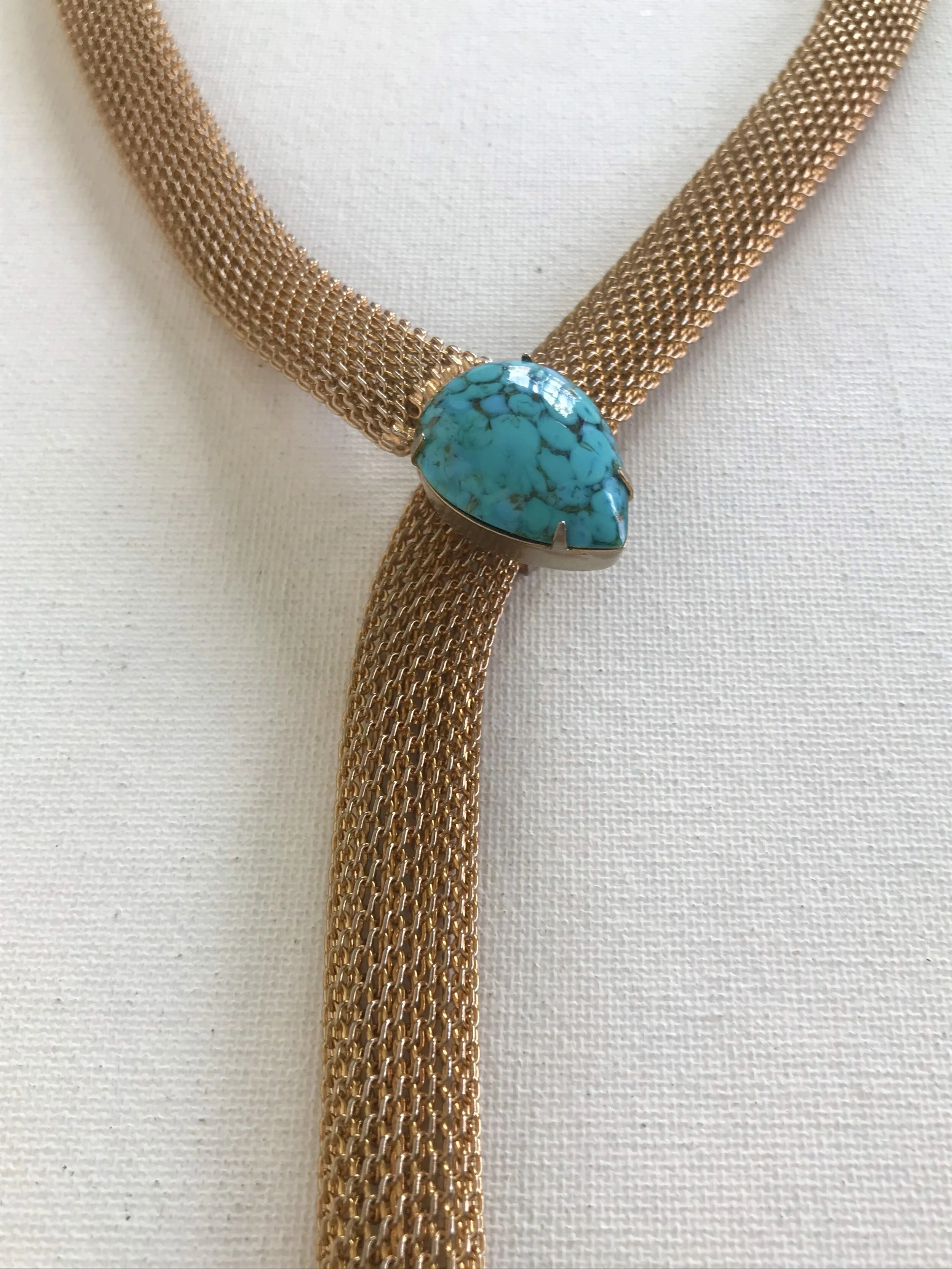 1970's Gold Mesh Snake Necklace + Belt