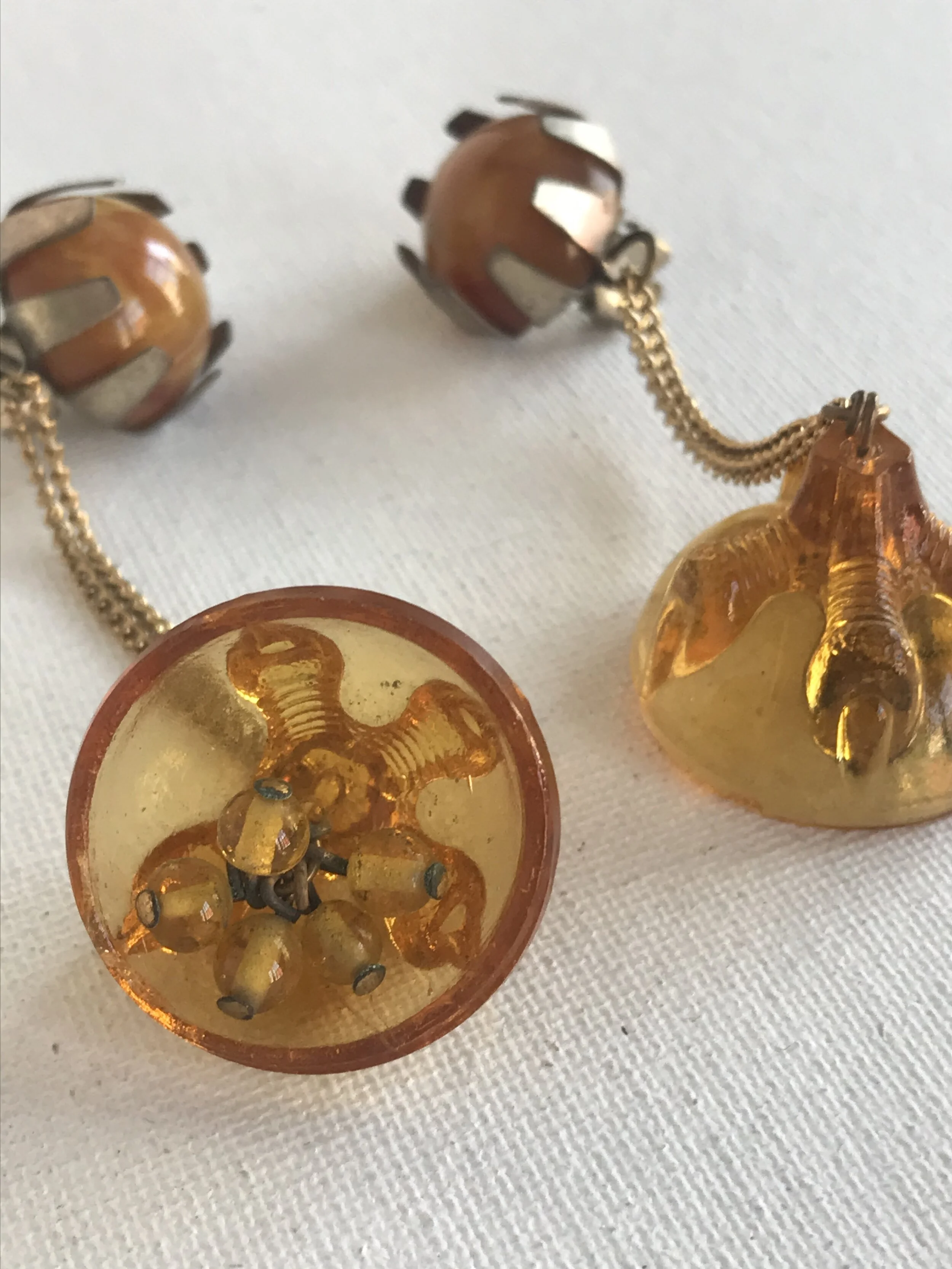 1920's Czech Glass Claw Drop Earrings