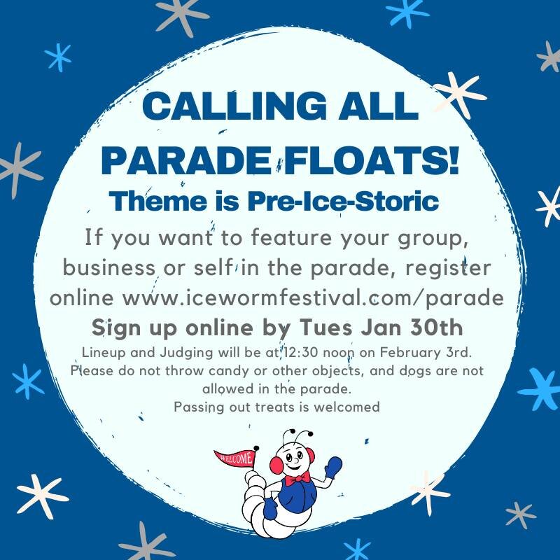 You've still got time!! Sign ups are due TOMORROW by the 30th for the parade!
If you're interested in becoming a street vendor during the parade, you can also click below for more info on how to sign up! 
https://www.icewormfestival.com/parade

 #pre