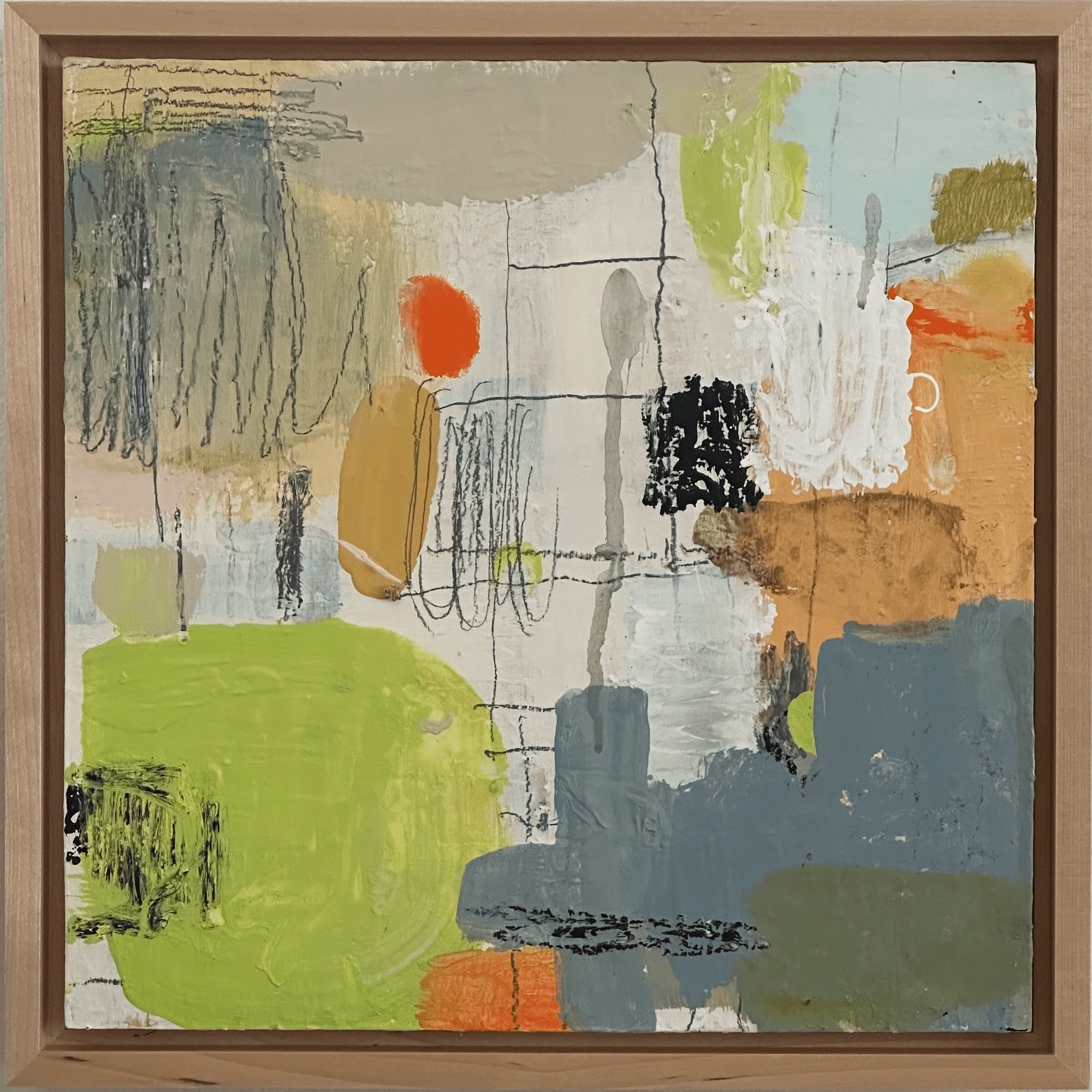 Transit 101, Mixed media on birch wood panel, 12" x 12" Framed