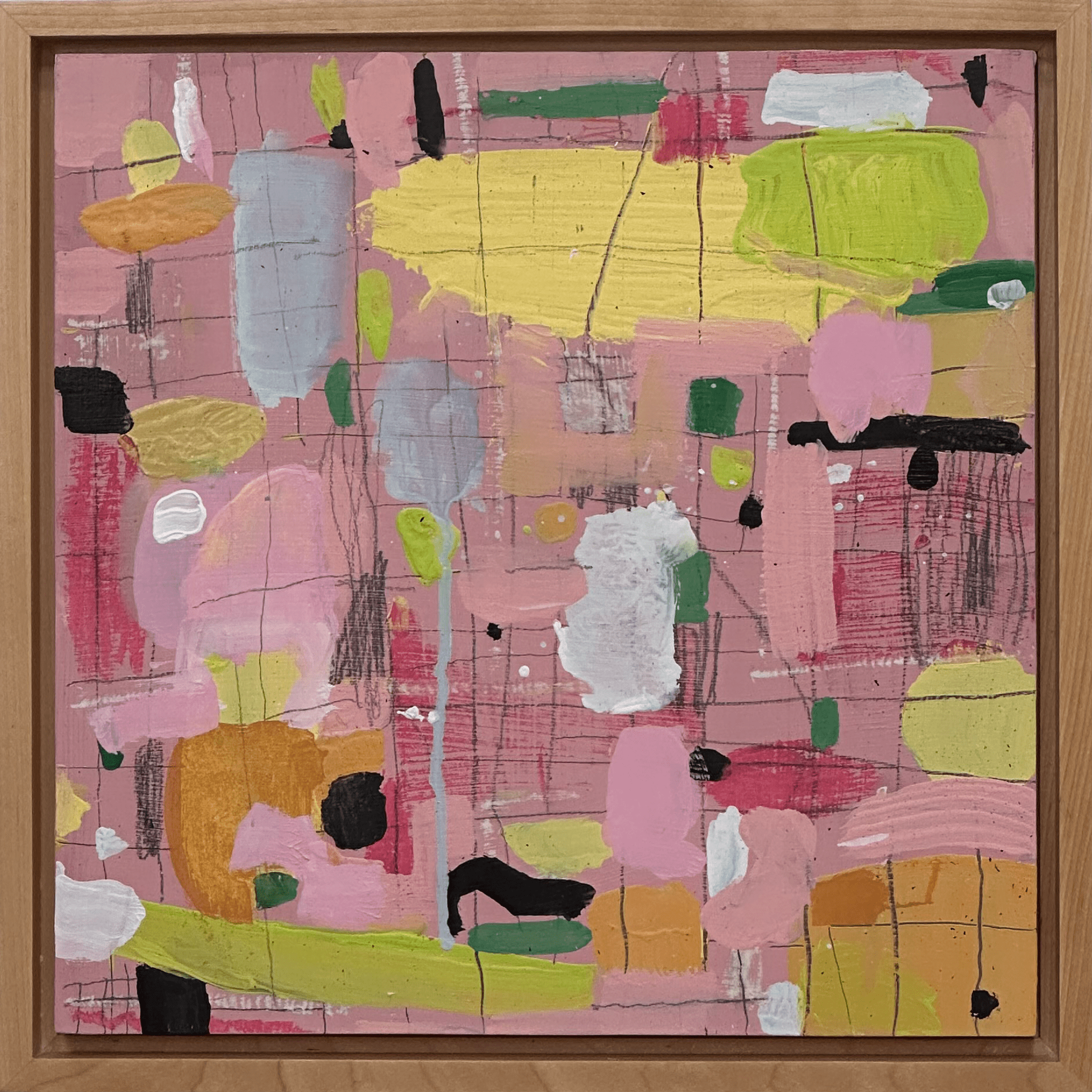 Transit 104, Mixed media on birch wood panel, 12" x 12" Framed
