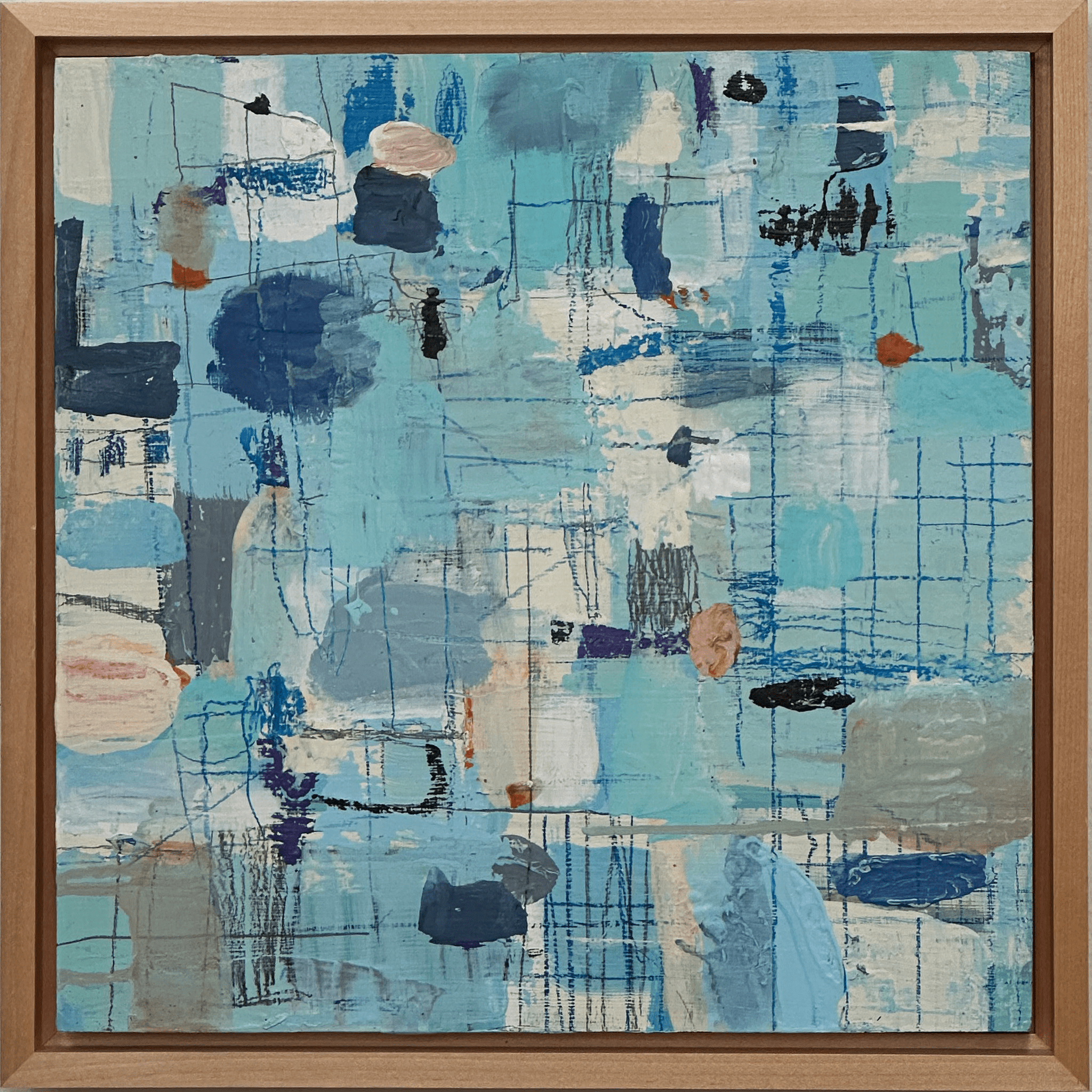Transit 106, Mixed media on birch wood panel, 12" x 12" Framed