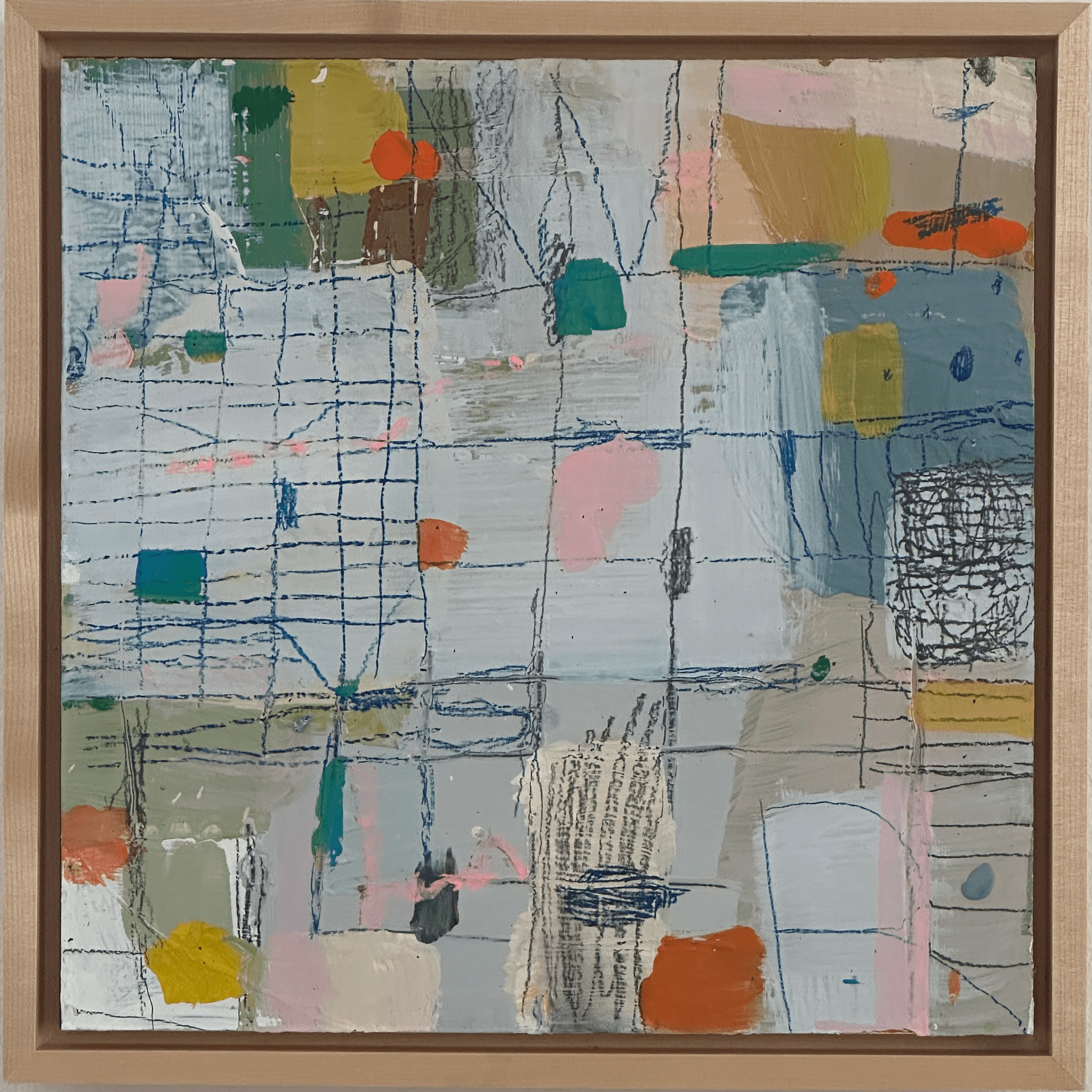 Transit 105, Mixed media on birch wood panel, 12" x 12" Framed