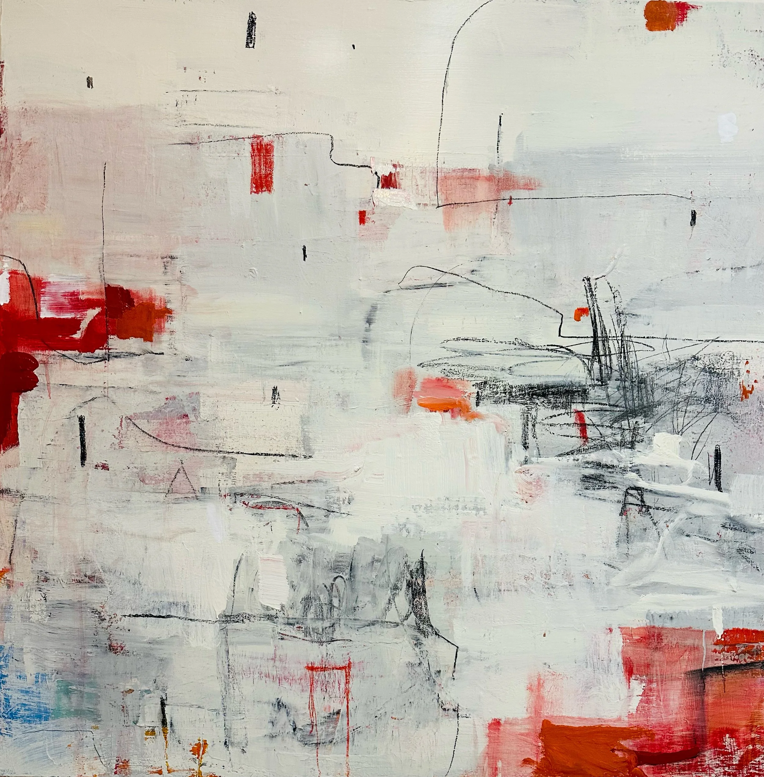 1202 Movement in Red, 48x48"