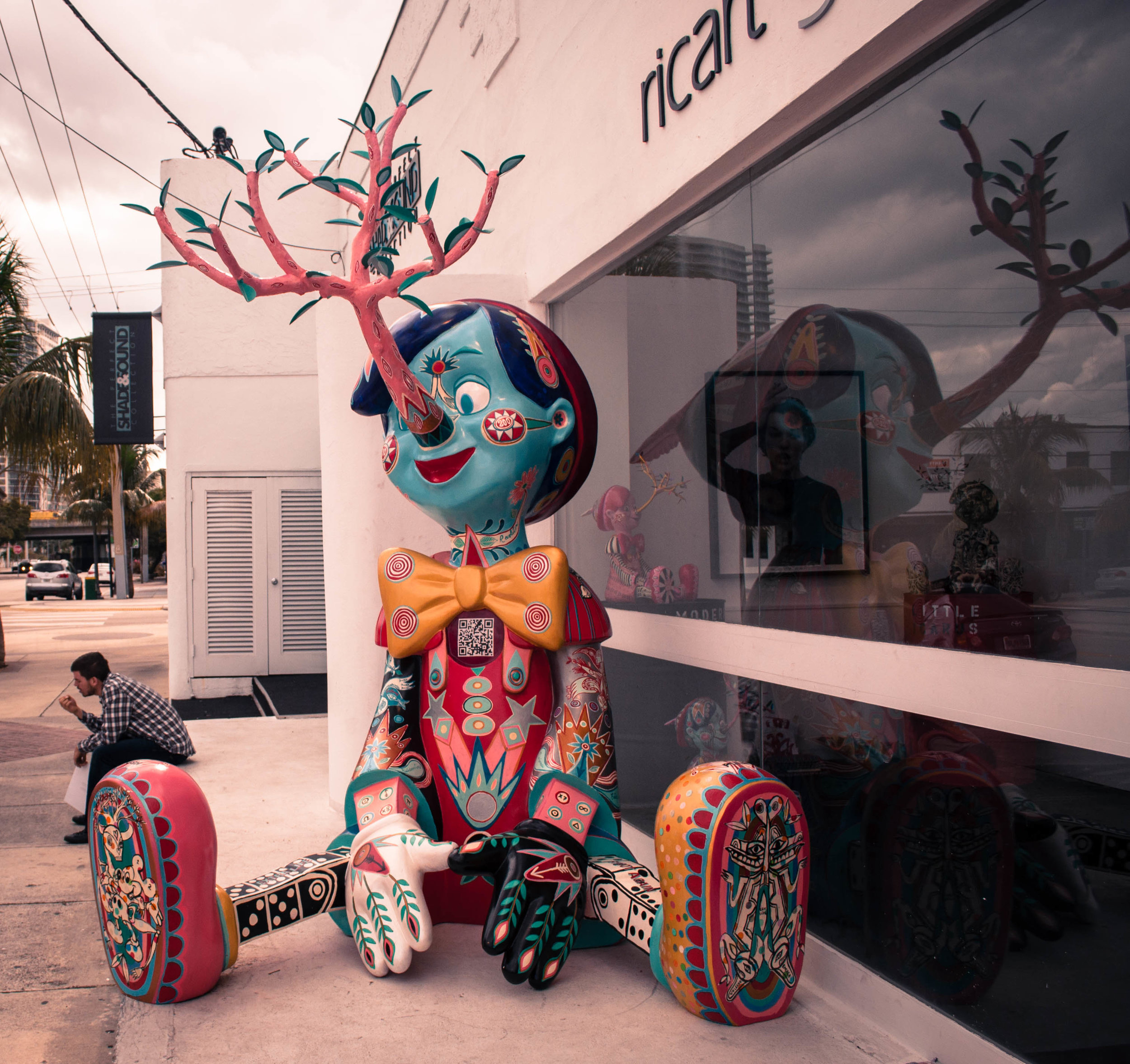 Giant sculpture of Pinocchio with a lot of colour in Wynwood, the graffiti and art neighborhood of Miami