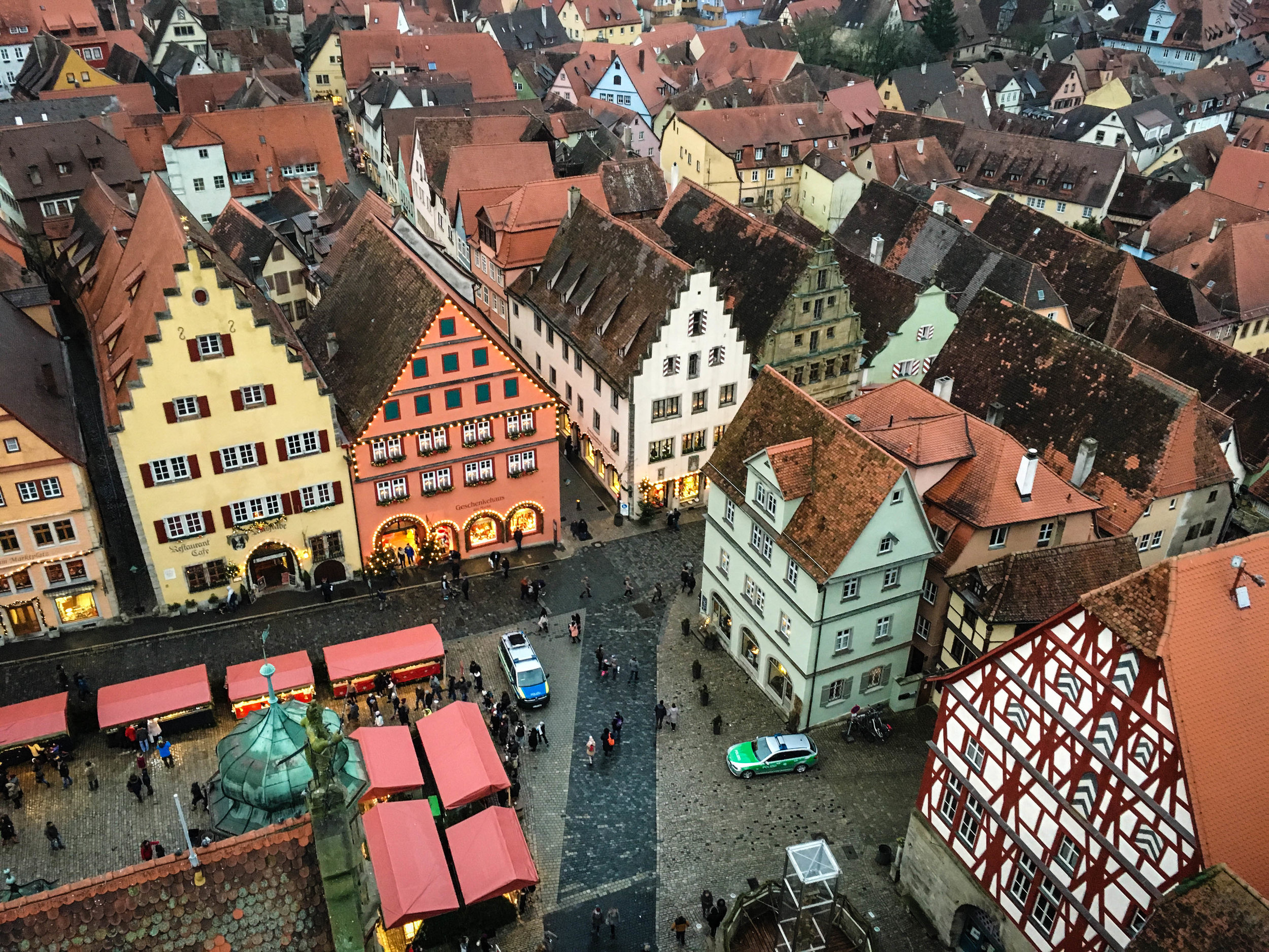 things to do in Rothenburg ob der Tauber. Rothenburg ob der Tauber medieval colourful buildings seen from the tower of the city hall 