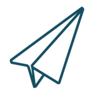 Paper plane with blue outline, part of the BRB logo. Used in the contact me