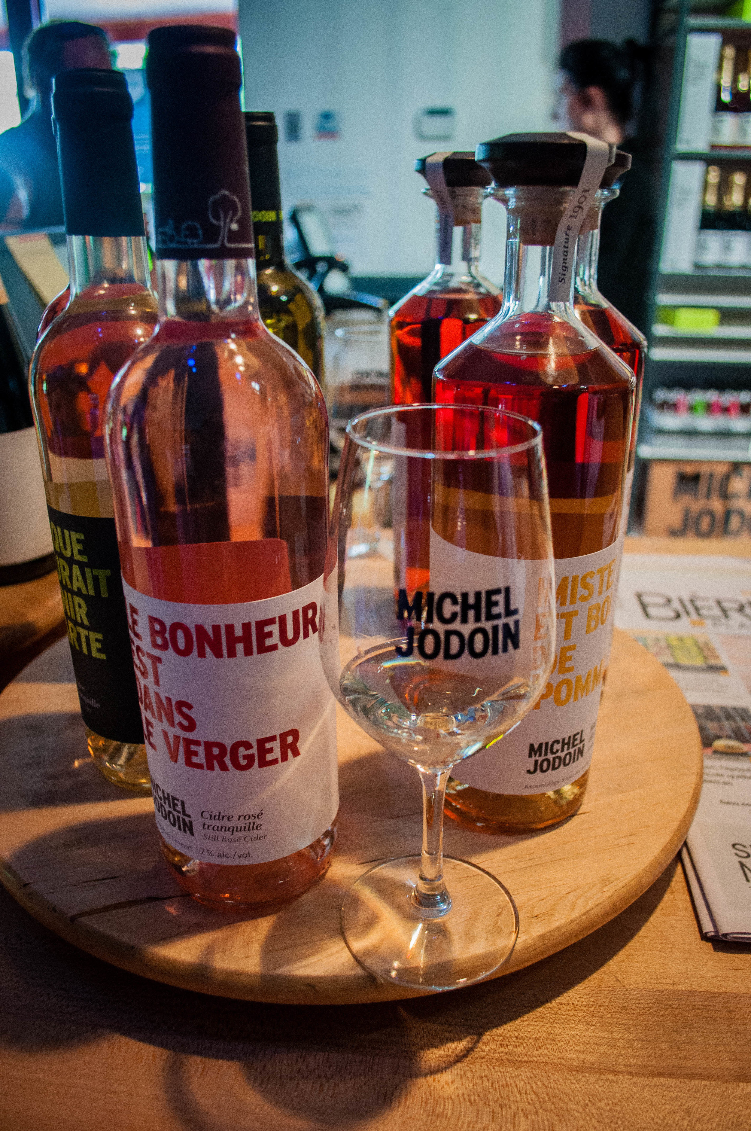 Different types of ciders offered at Michel Jodoin