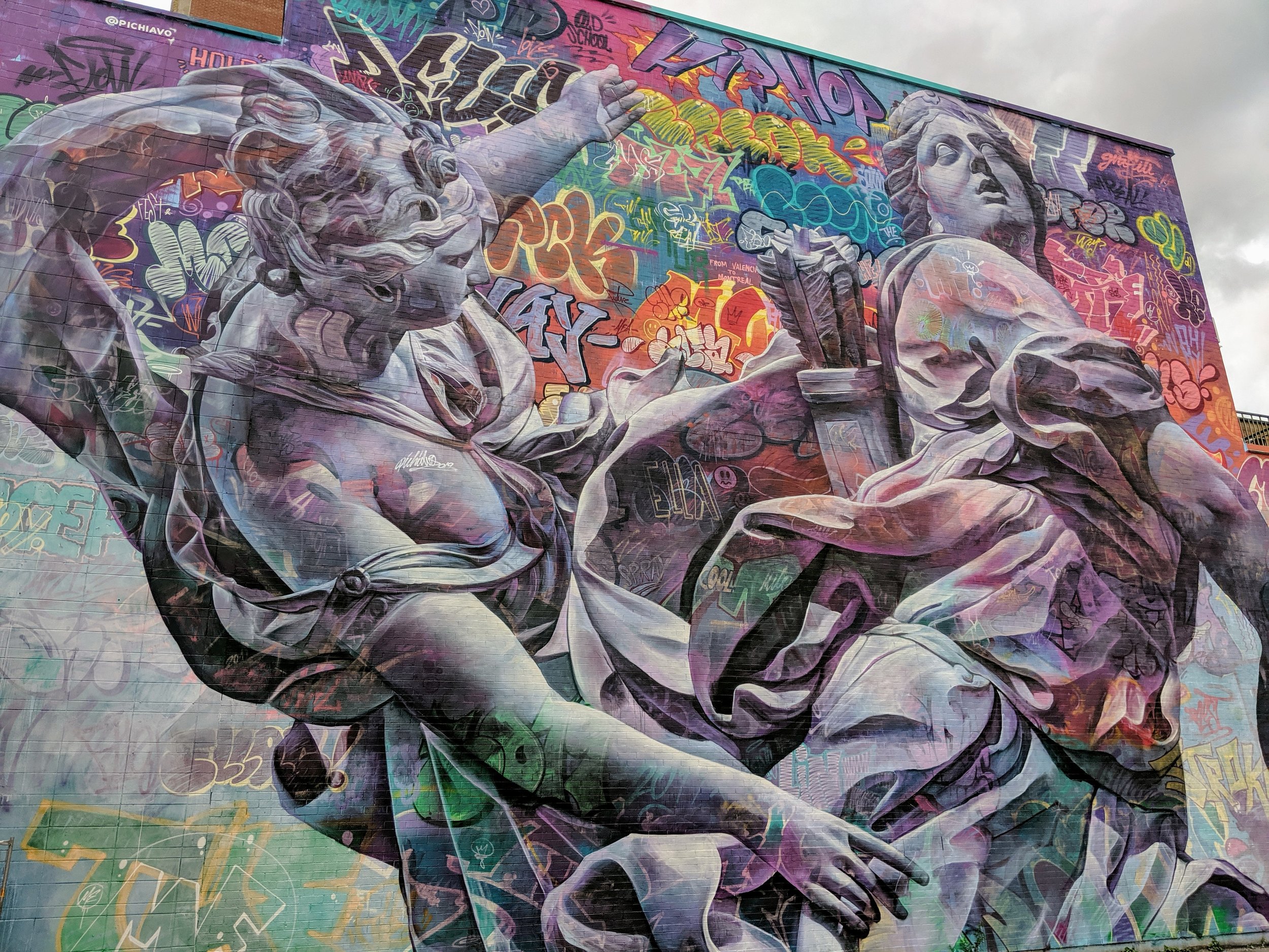 Street art in Montreal portraying 2 angels