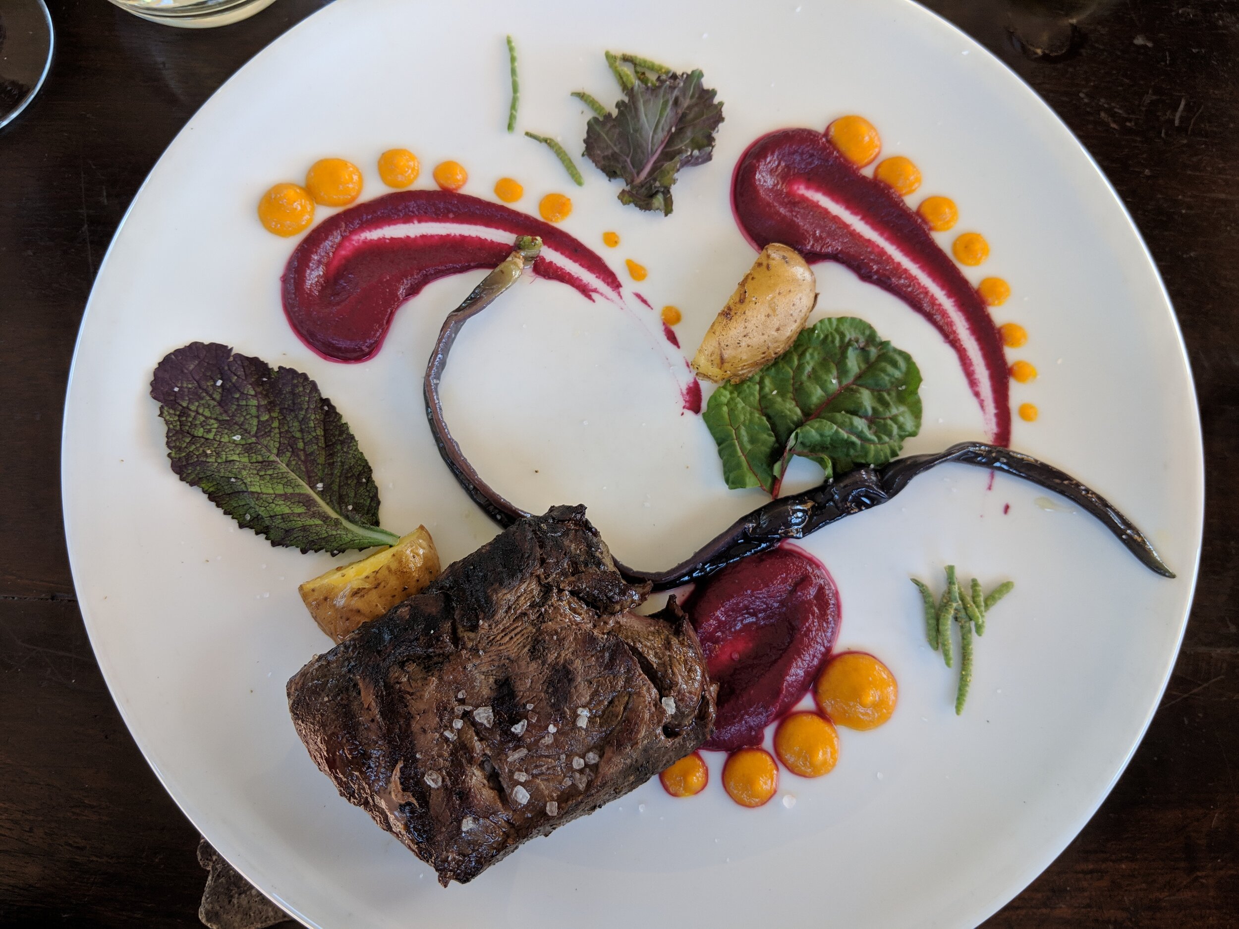 colourful food plate from Ruca Malen restaurant in Mendoza