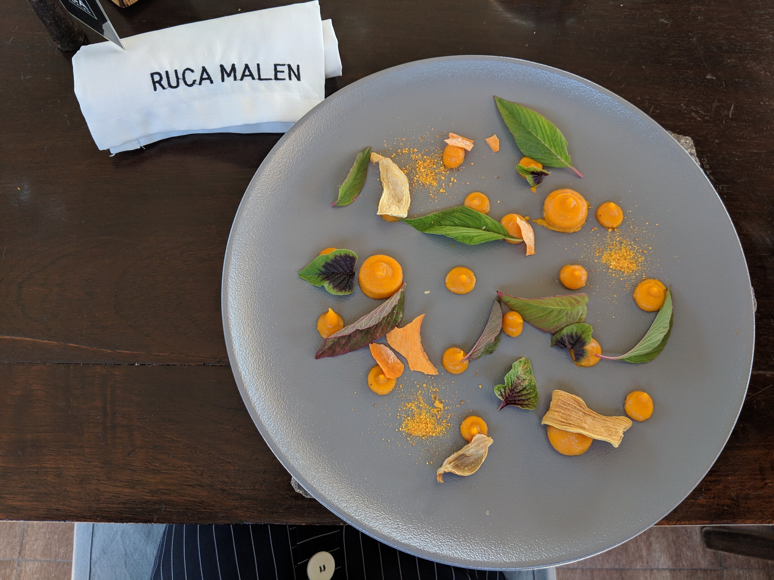colourful food plate from Ruca Malen restaurant in Mendoza