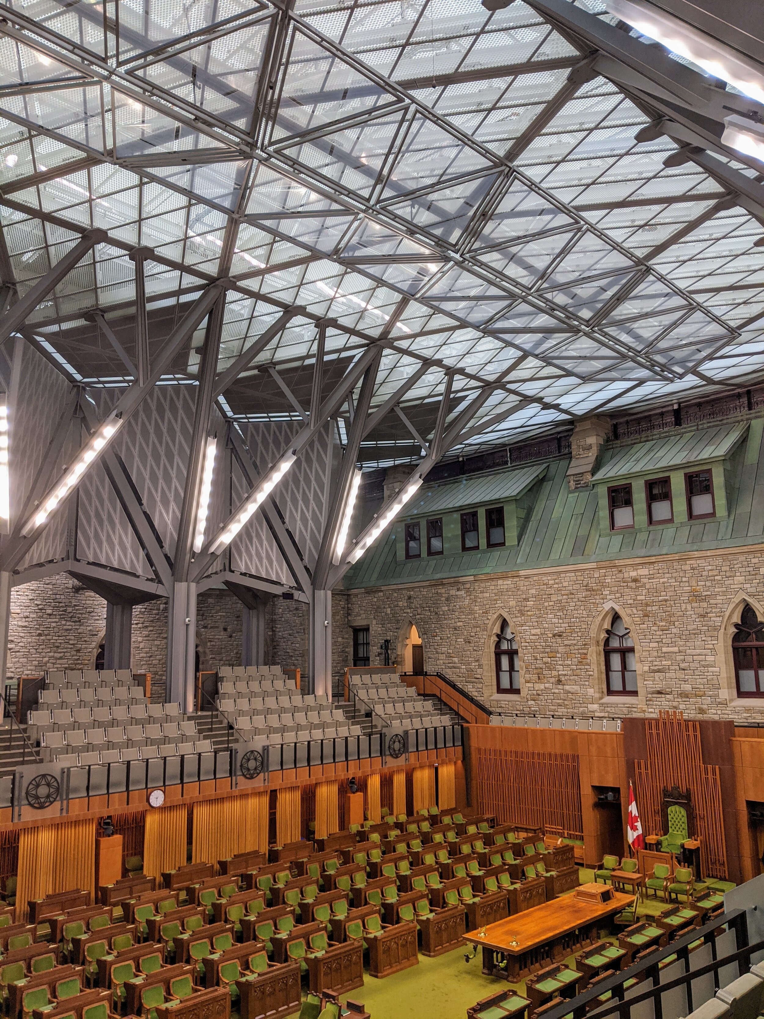 Inside of the new house of commons in the Parliament building in Ottawa