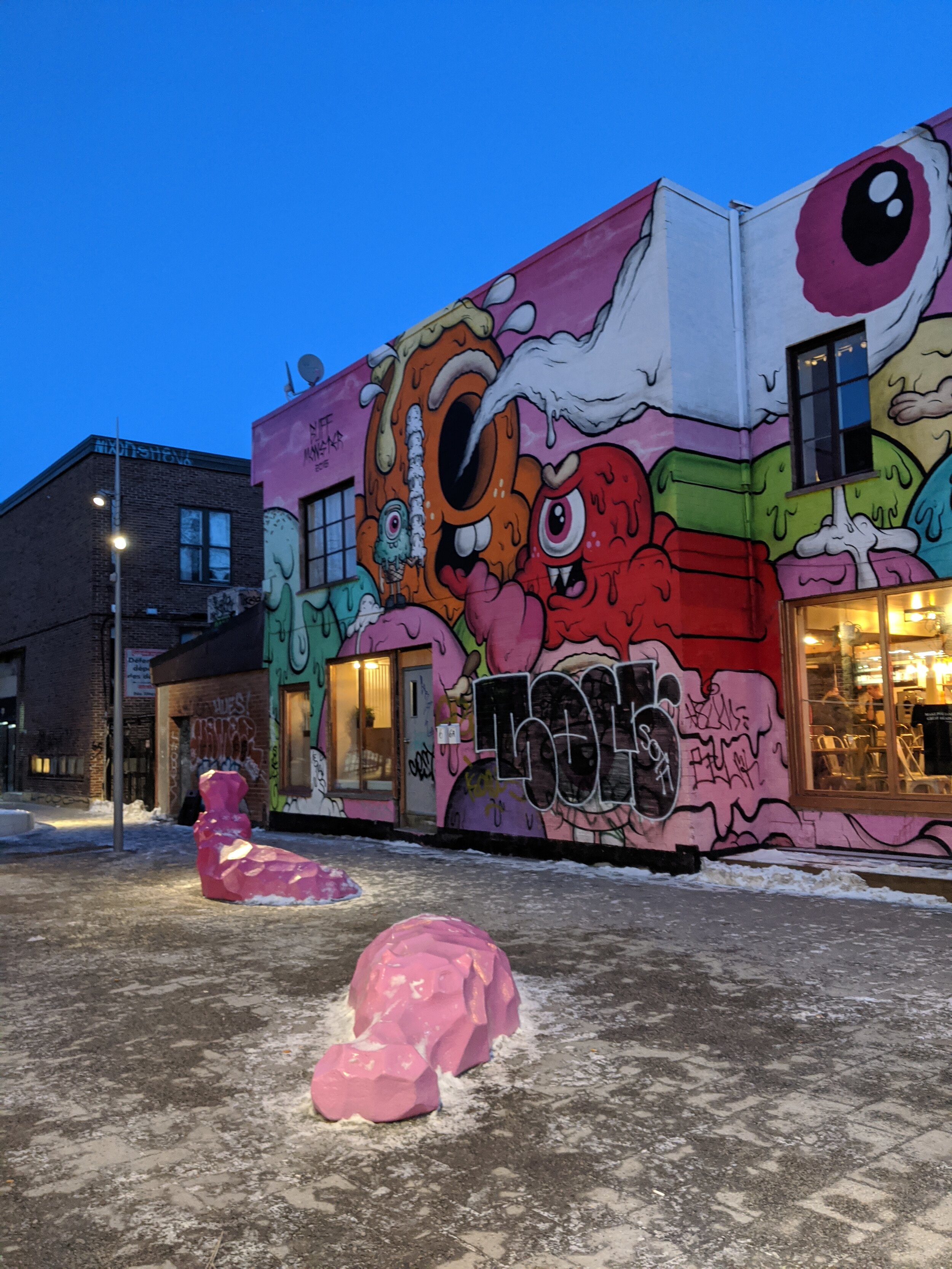Street art in Winter in Montreal