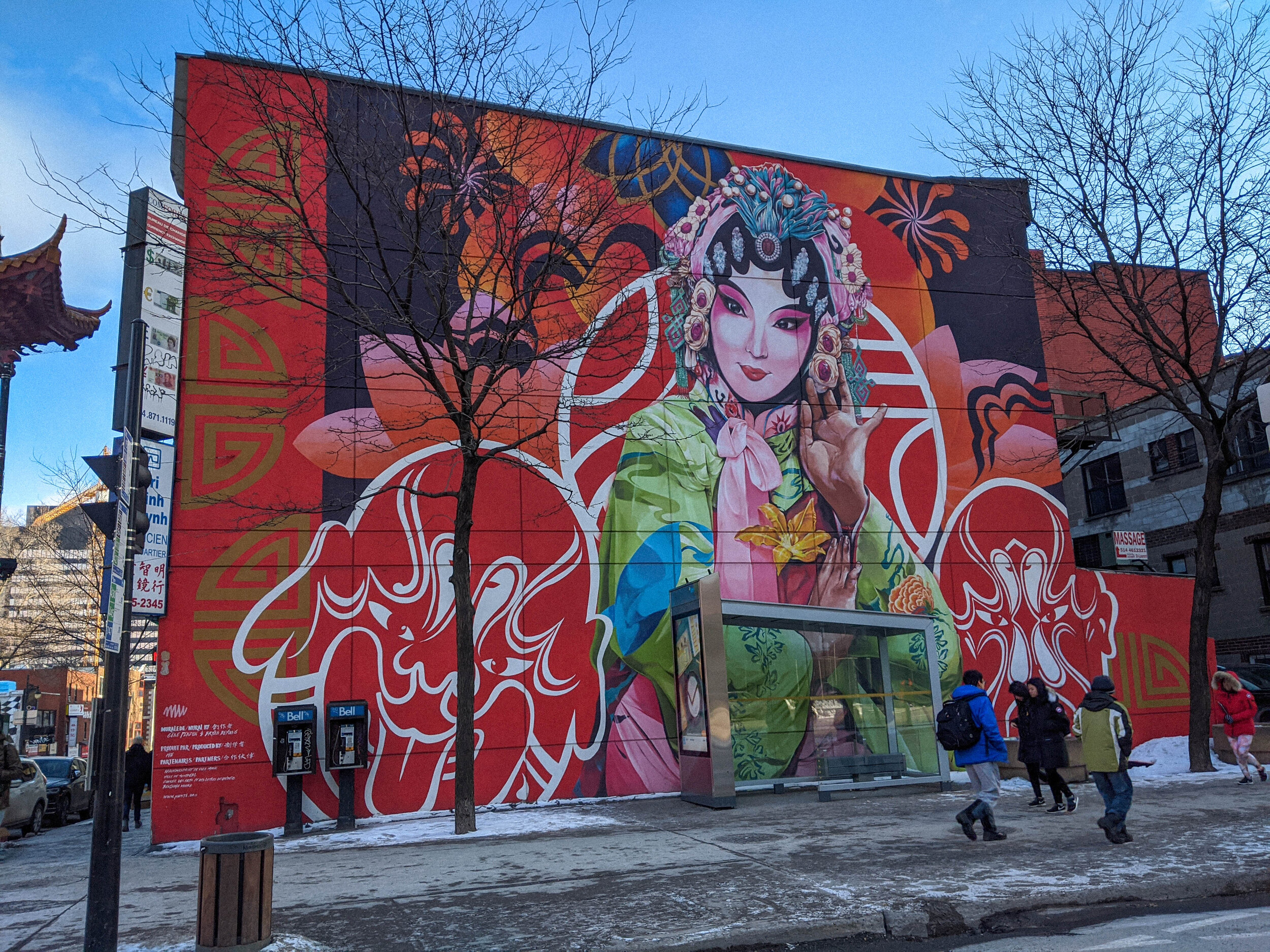 Street art in Montreal. It is a chinese mural